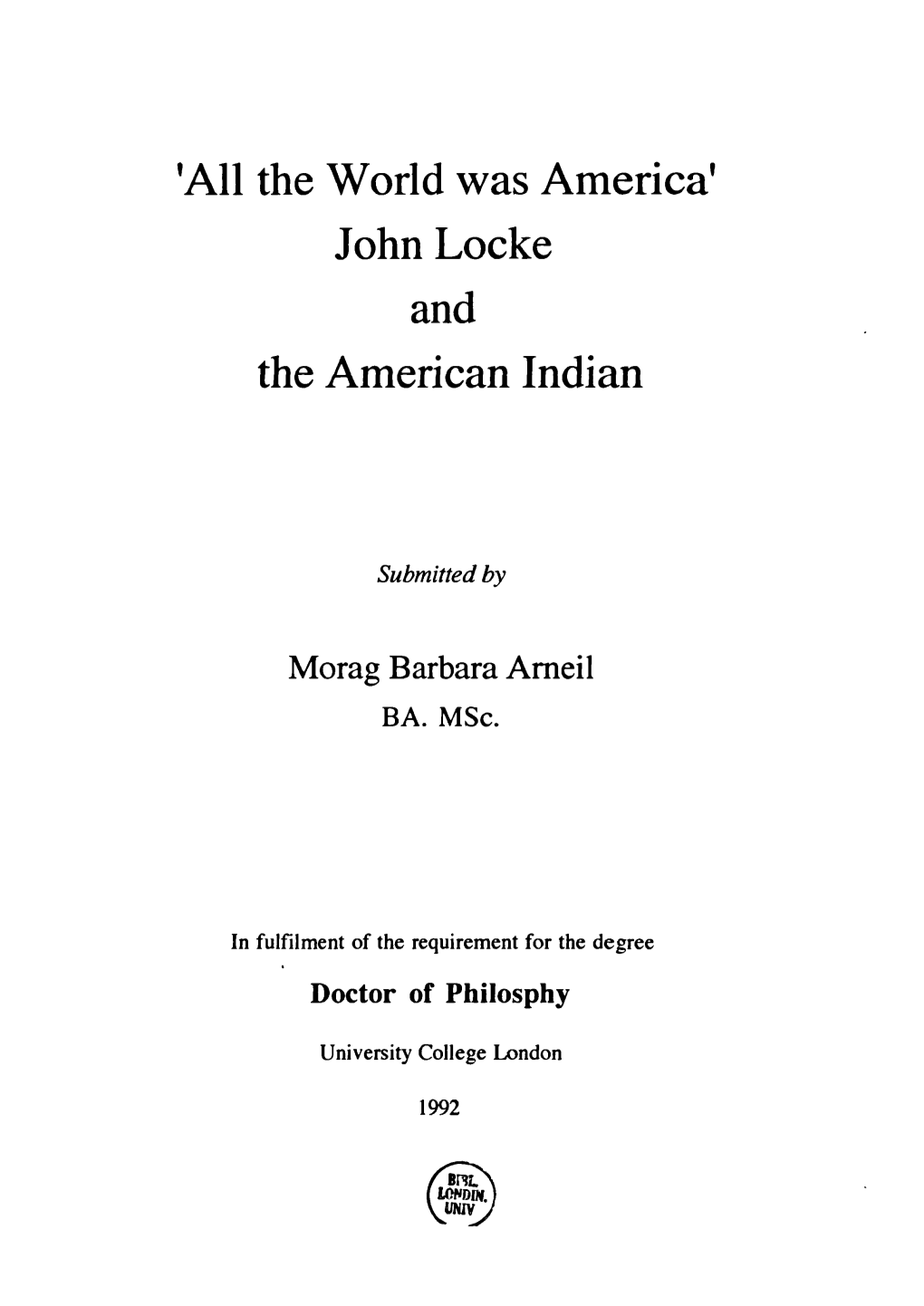 John Locke and the American Indian