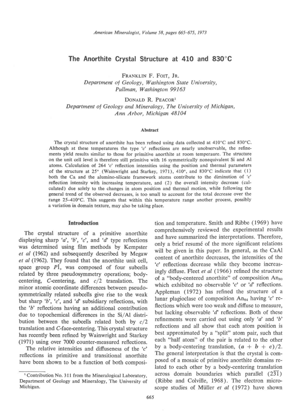 The Anorthite Crystal Structure at 410 and 830