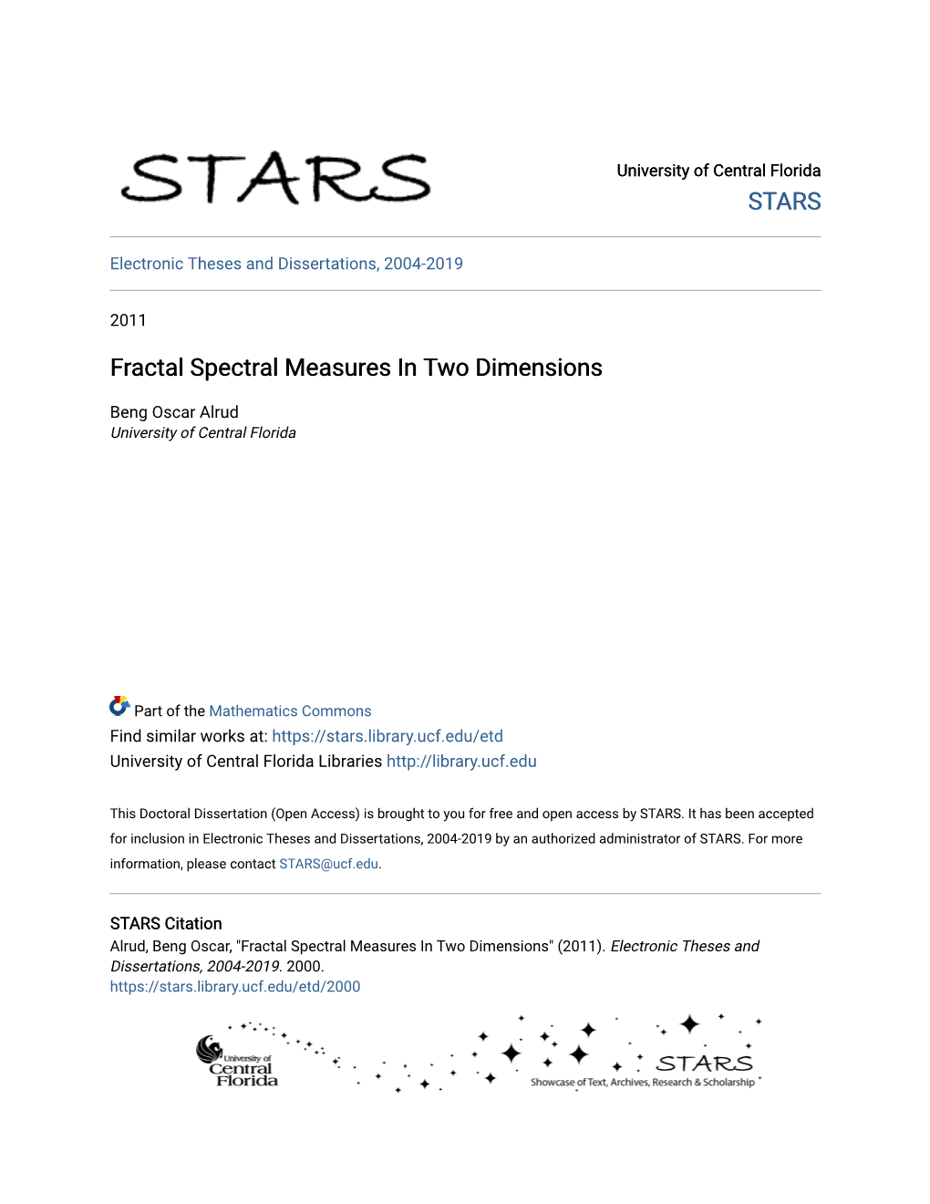 Fractal Spectral Measures in Two Dimensions