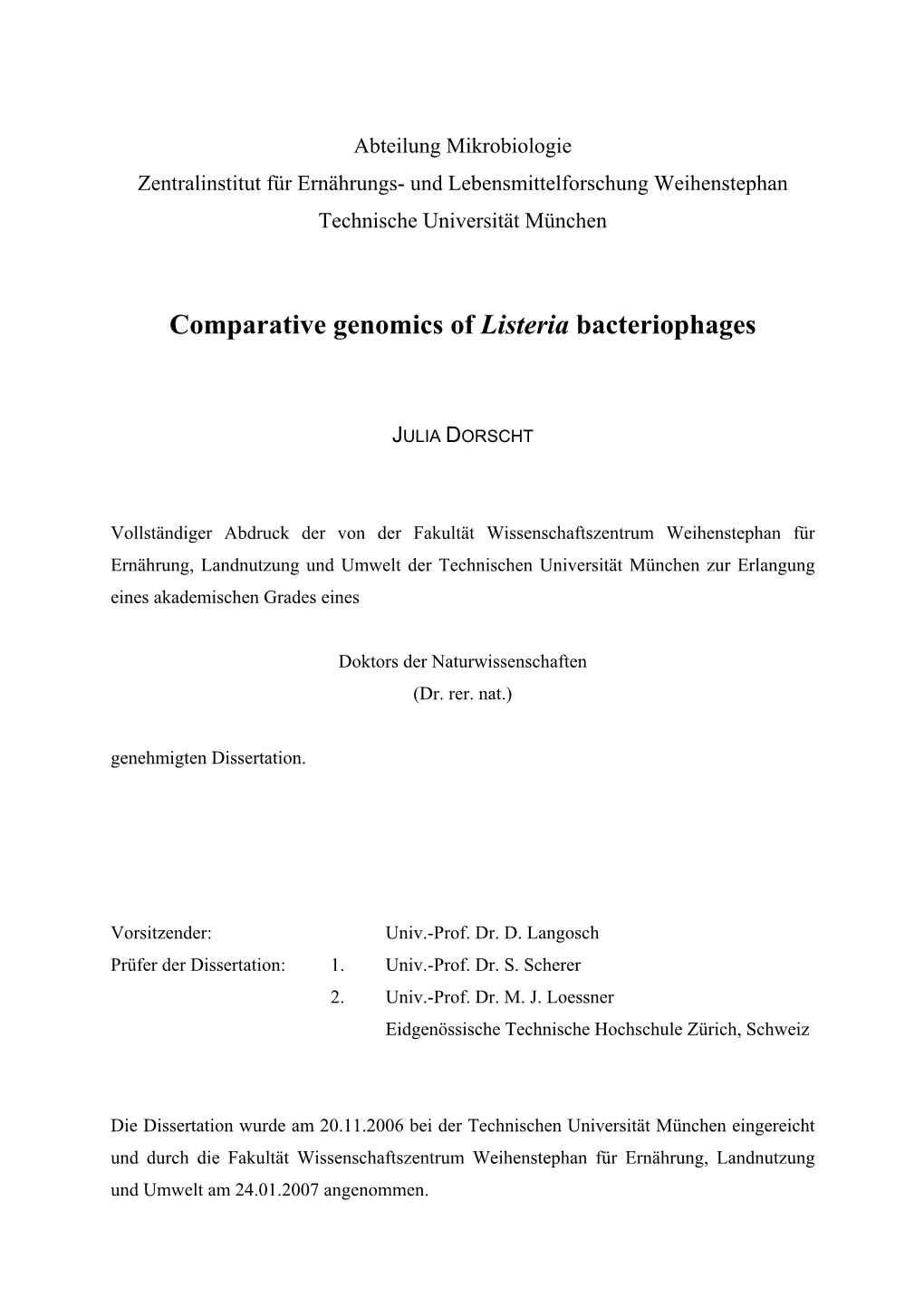 Comparative Genomics of Listeria Bacteriophages