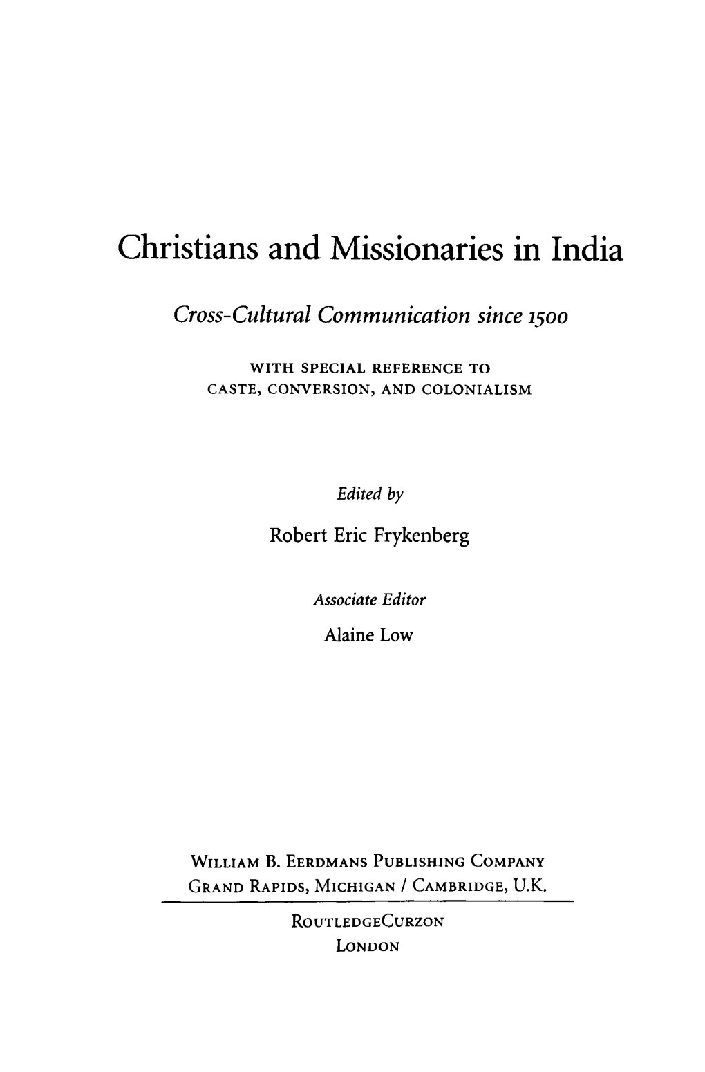 Christians and Missionaries in India