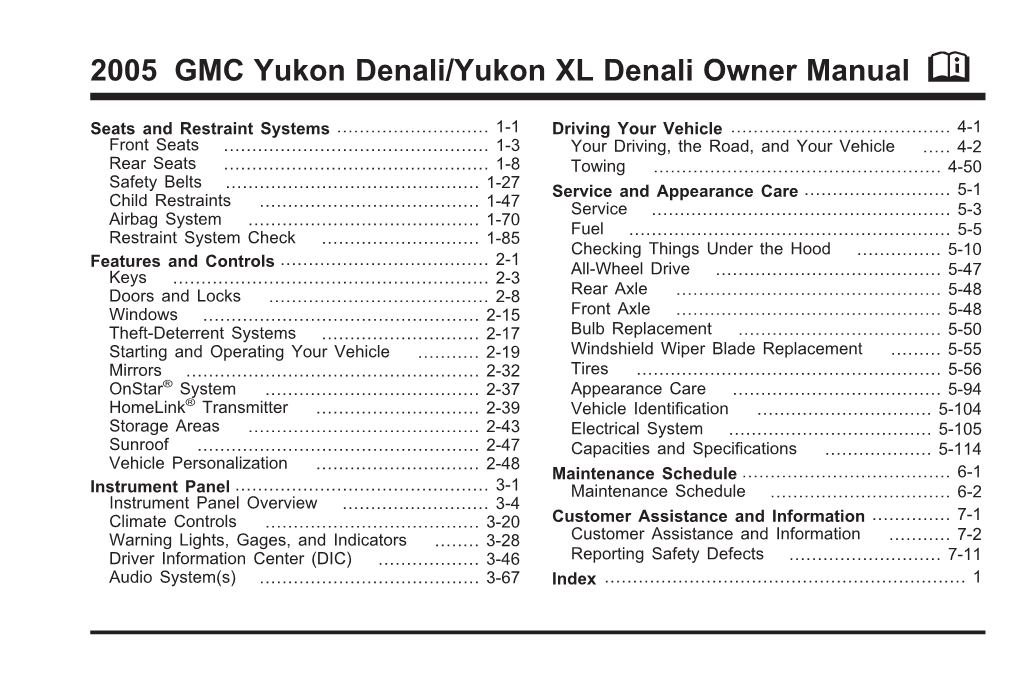 2005 GMC Yukon Denali/Yukon XL Denali Owner Manual M