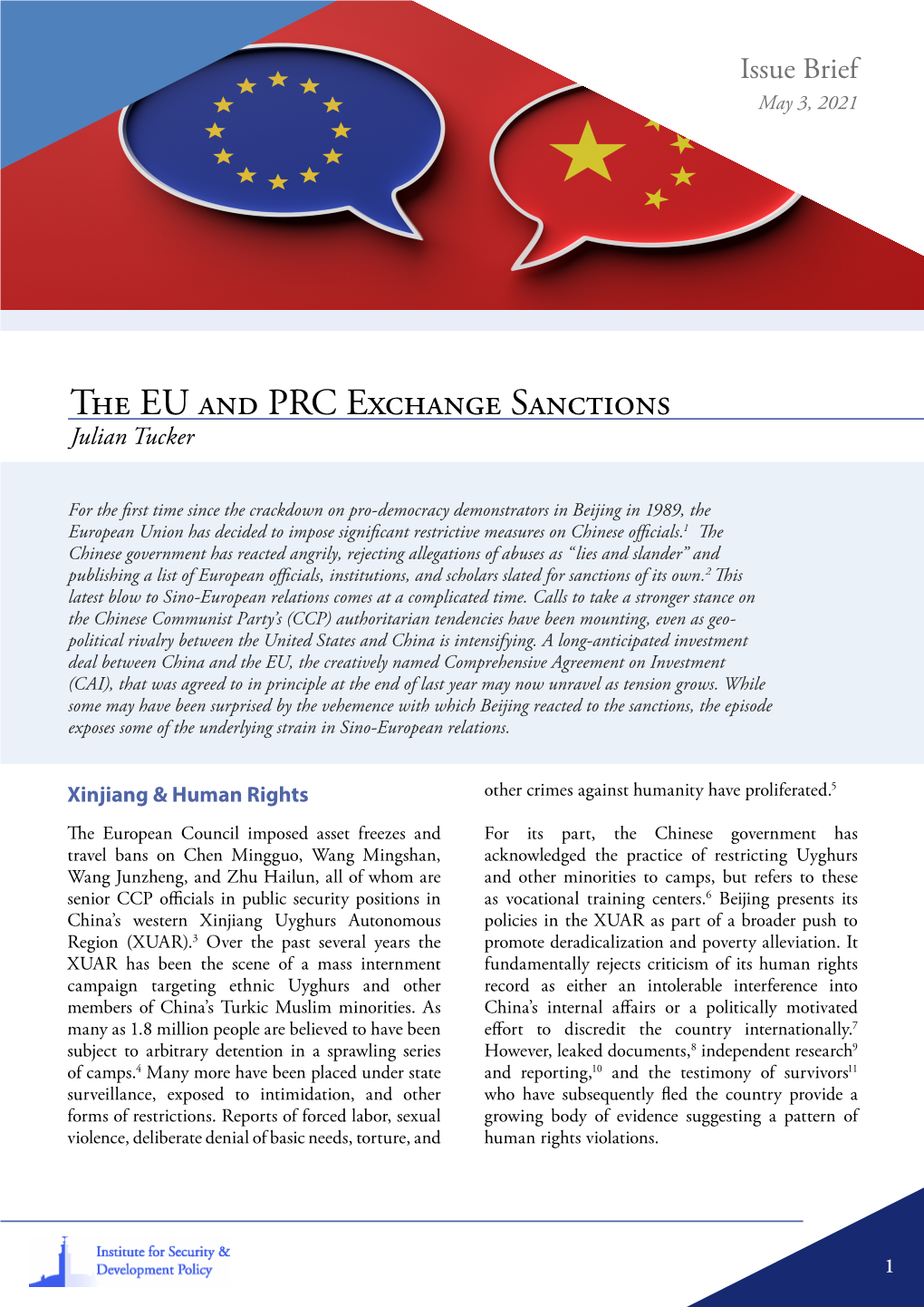 The EU and PRC Exchange Sanctions Julian Tucker