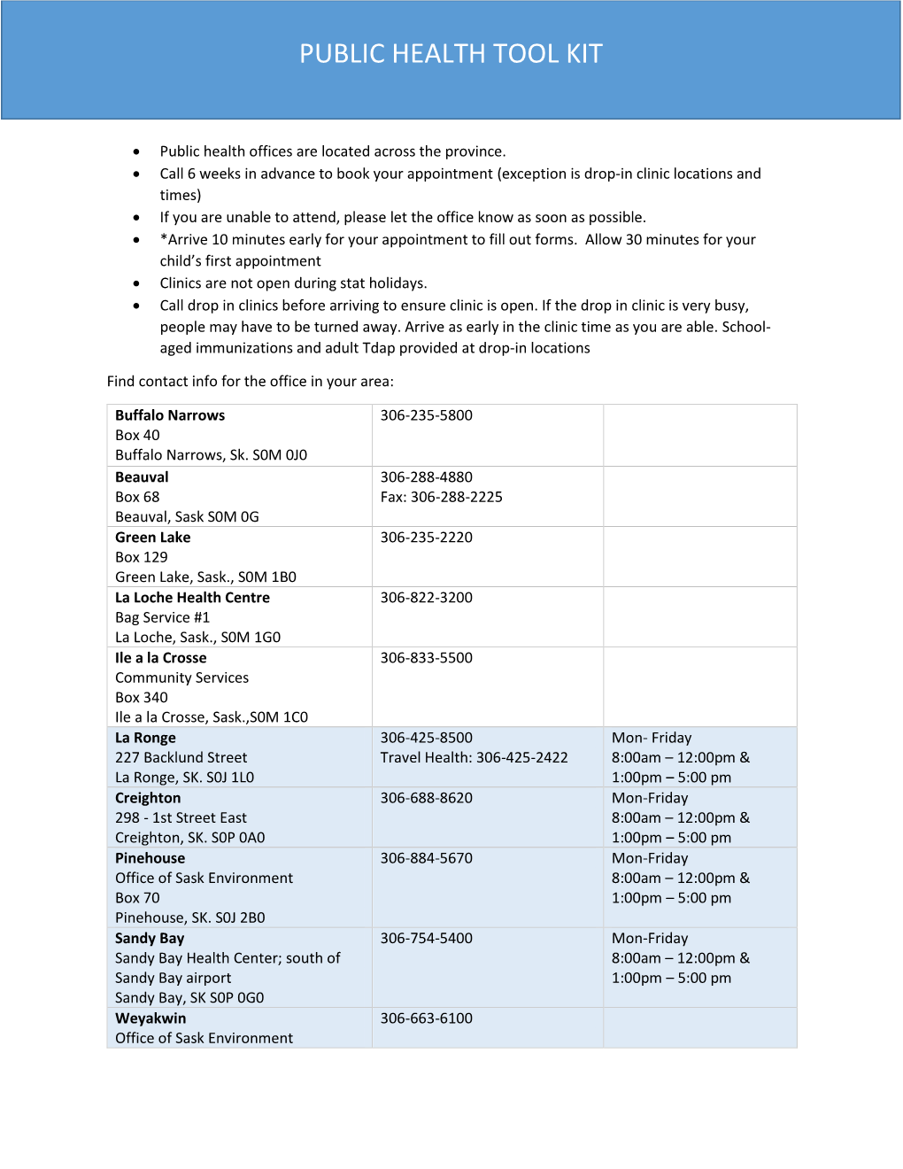 Public Health Tool Kit