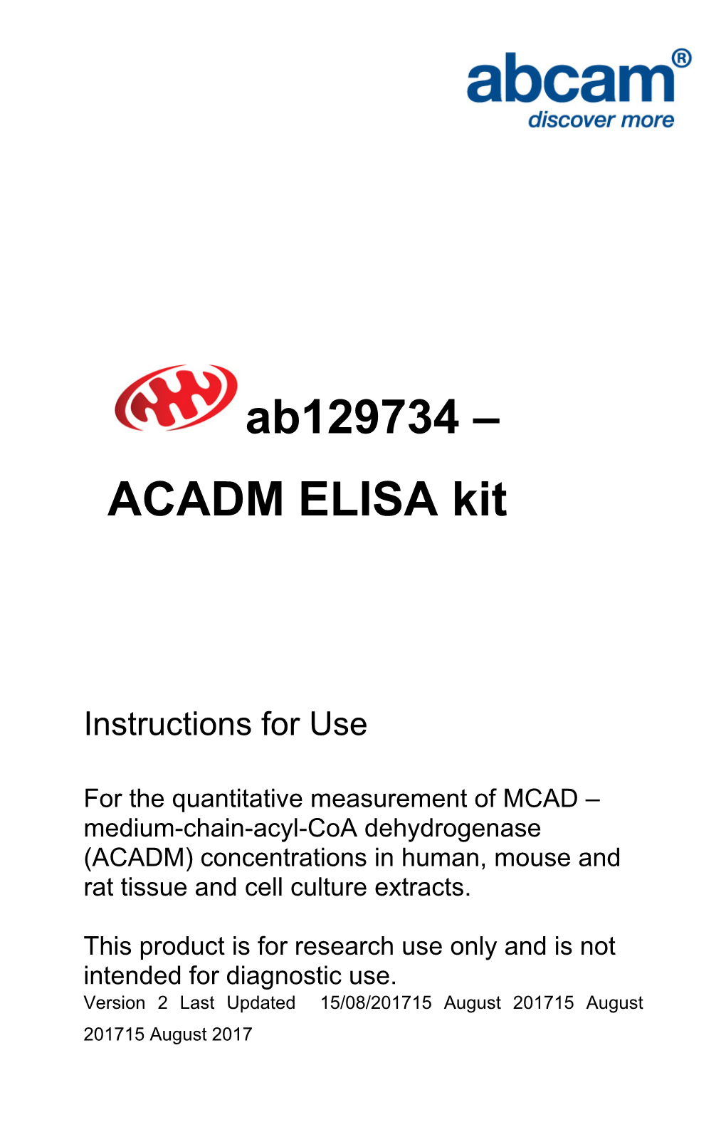 Ab129734 – ACADM ELISA Kit