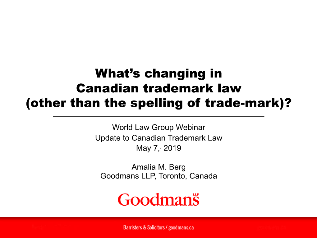 What's Changing in Canadian Trademark