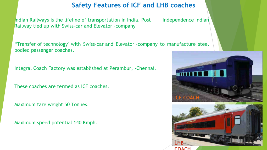 Safety Features of ICF and LHB Coaches