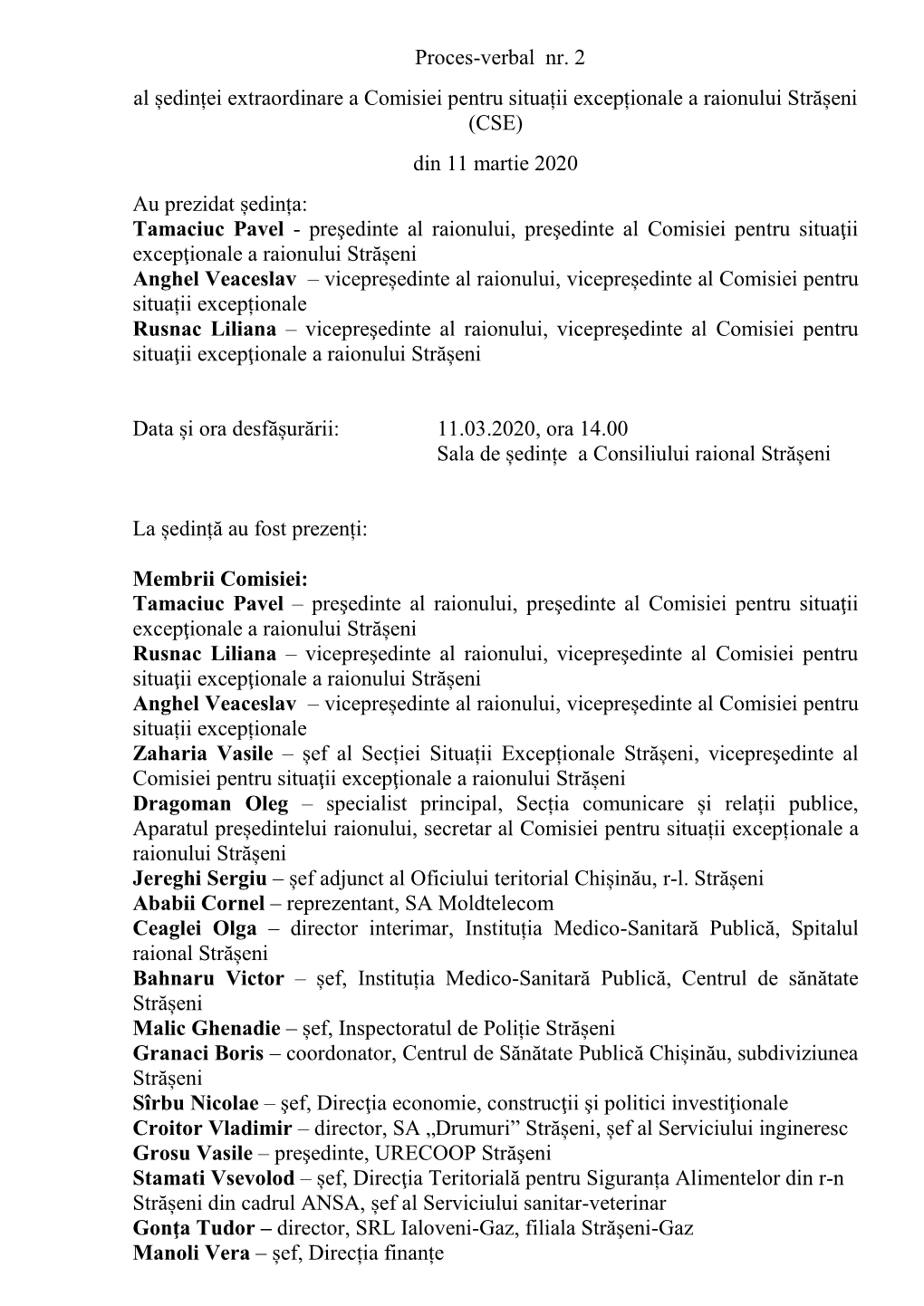 PROCES-VERBAL Al CSE Nr. 2 Din 11 Martie