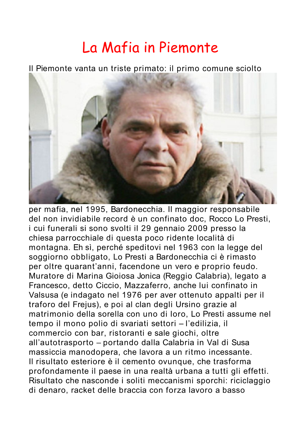 La Mafia in Piemonte