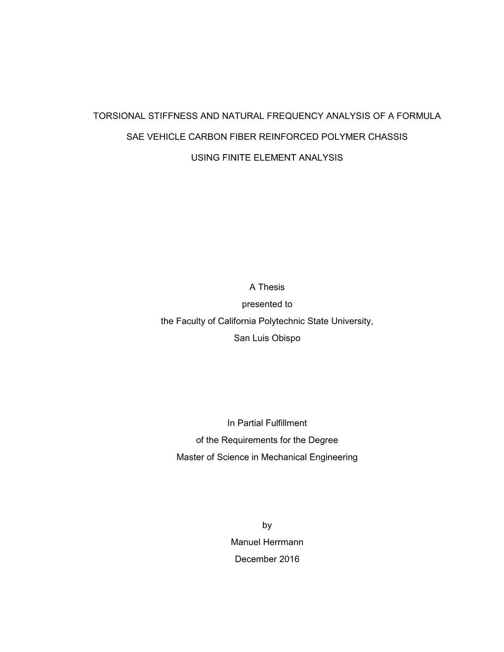 Torsional Stiffness and Natural Frequency Analysis of a Formula