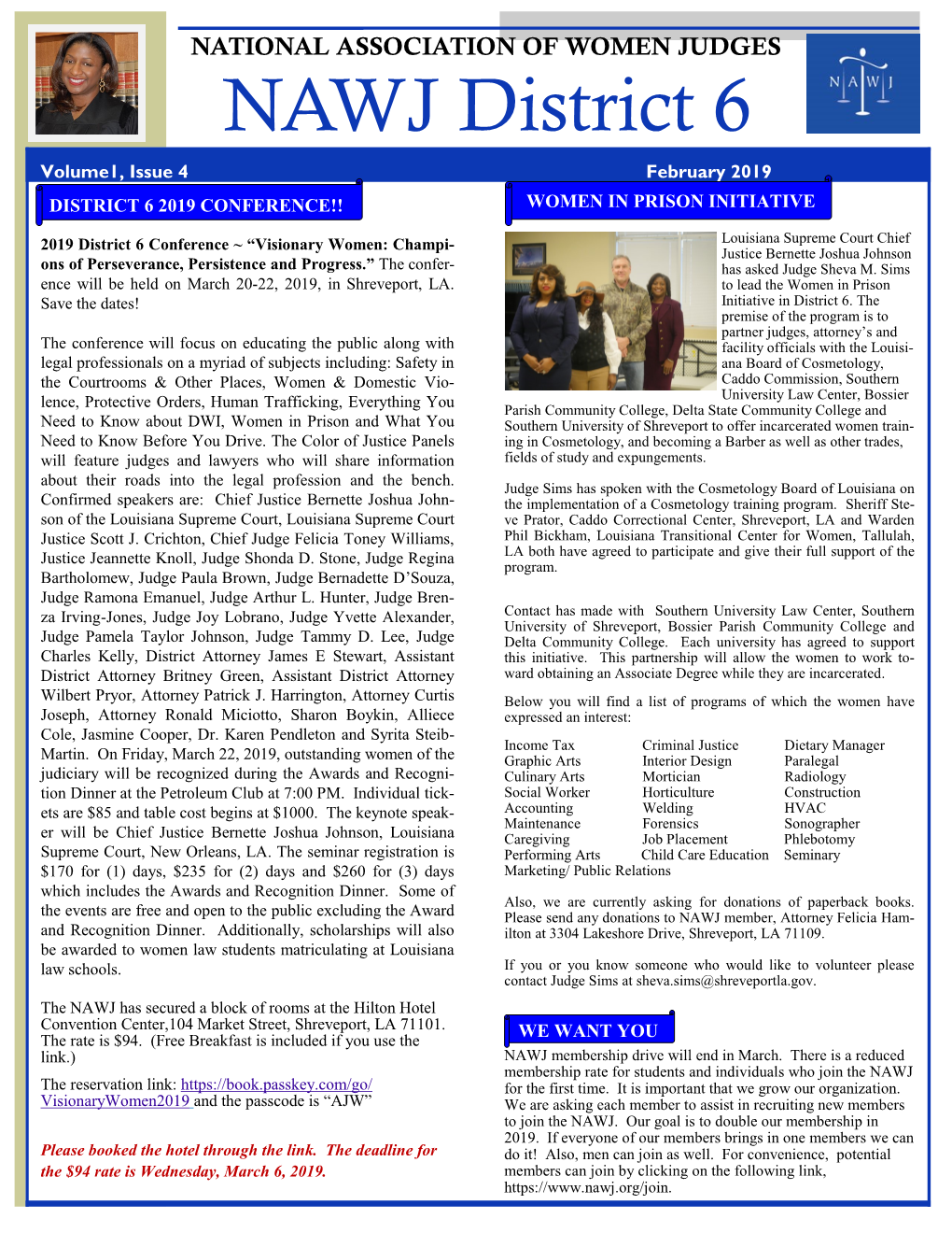 NAWJ District 6 February 2019 Newsletter