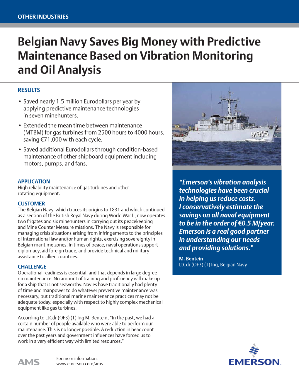 Belgian Navy Saves Big Money with Predictive Maintenance Based on Vibration Monitoring and Oil Analysis