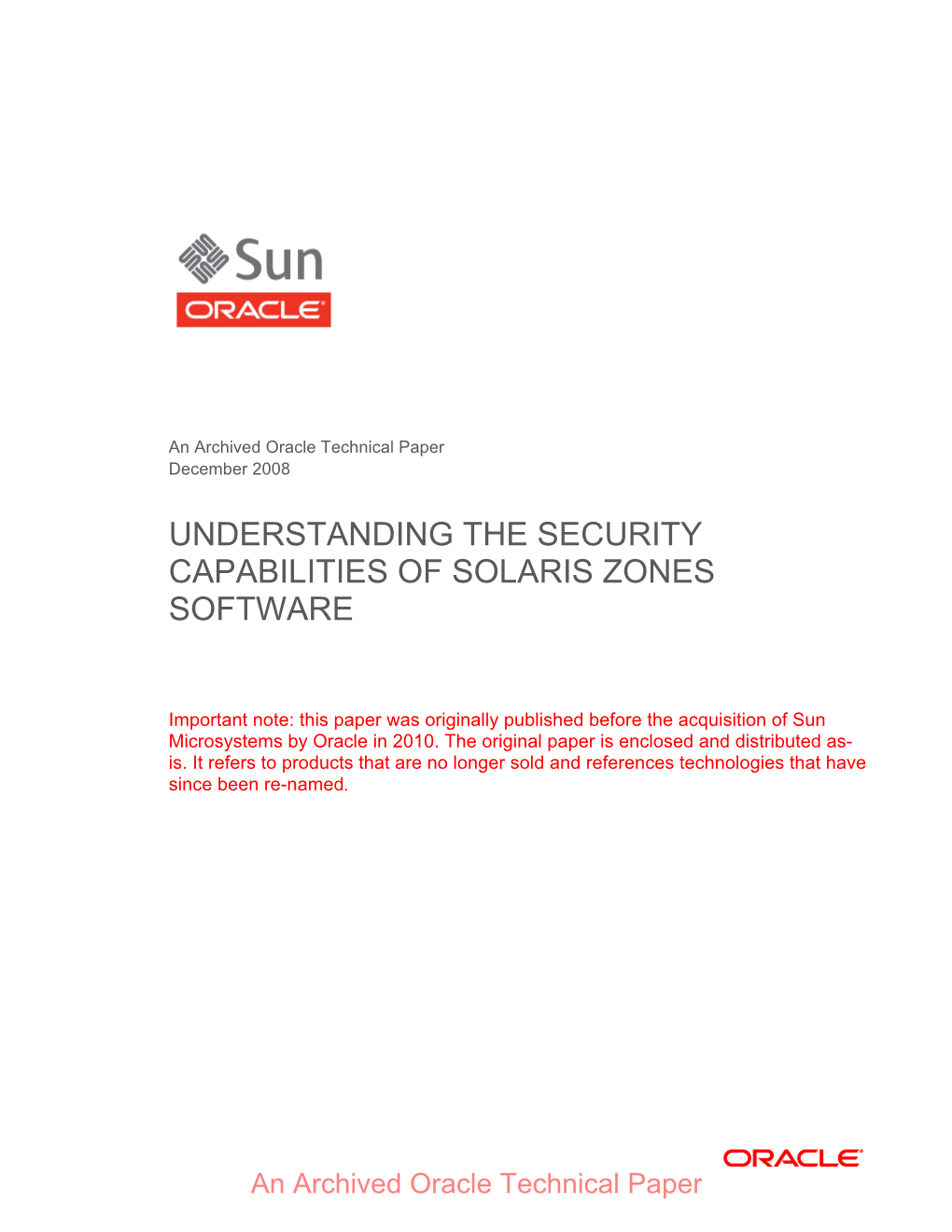 Understanding the Security Capabilities of Solaris Zones Software