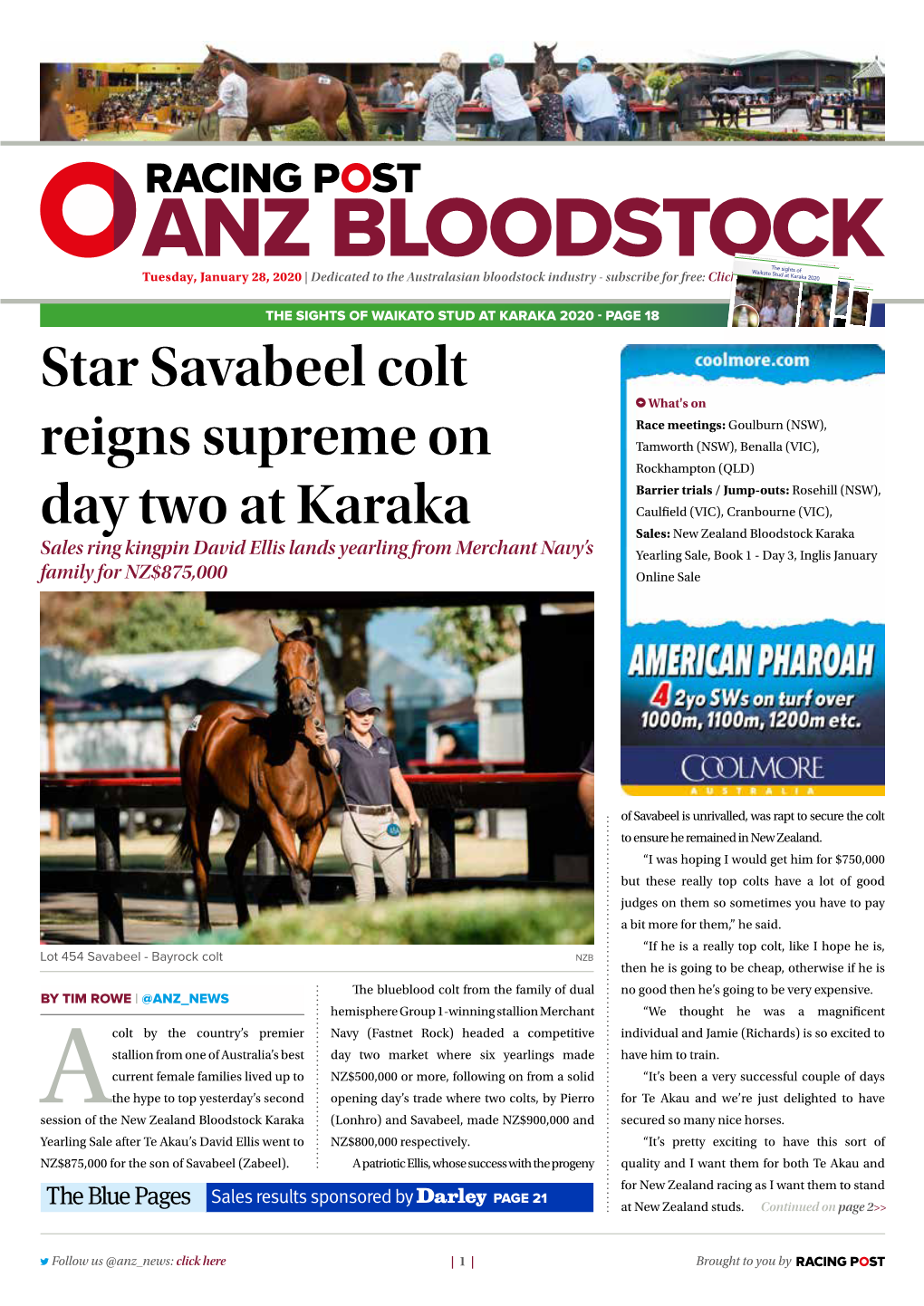 Star Savabeel Colt Reigns Supreme on Day Two at Karaka | 2 | Tuesday, January 28, 2020