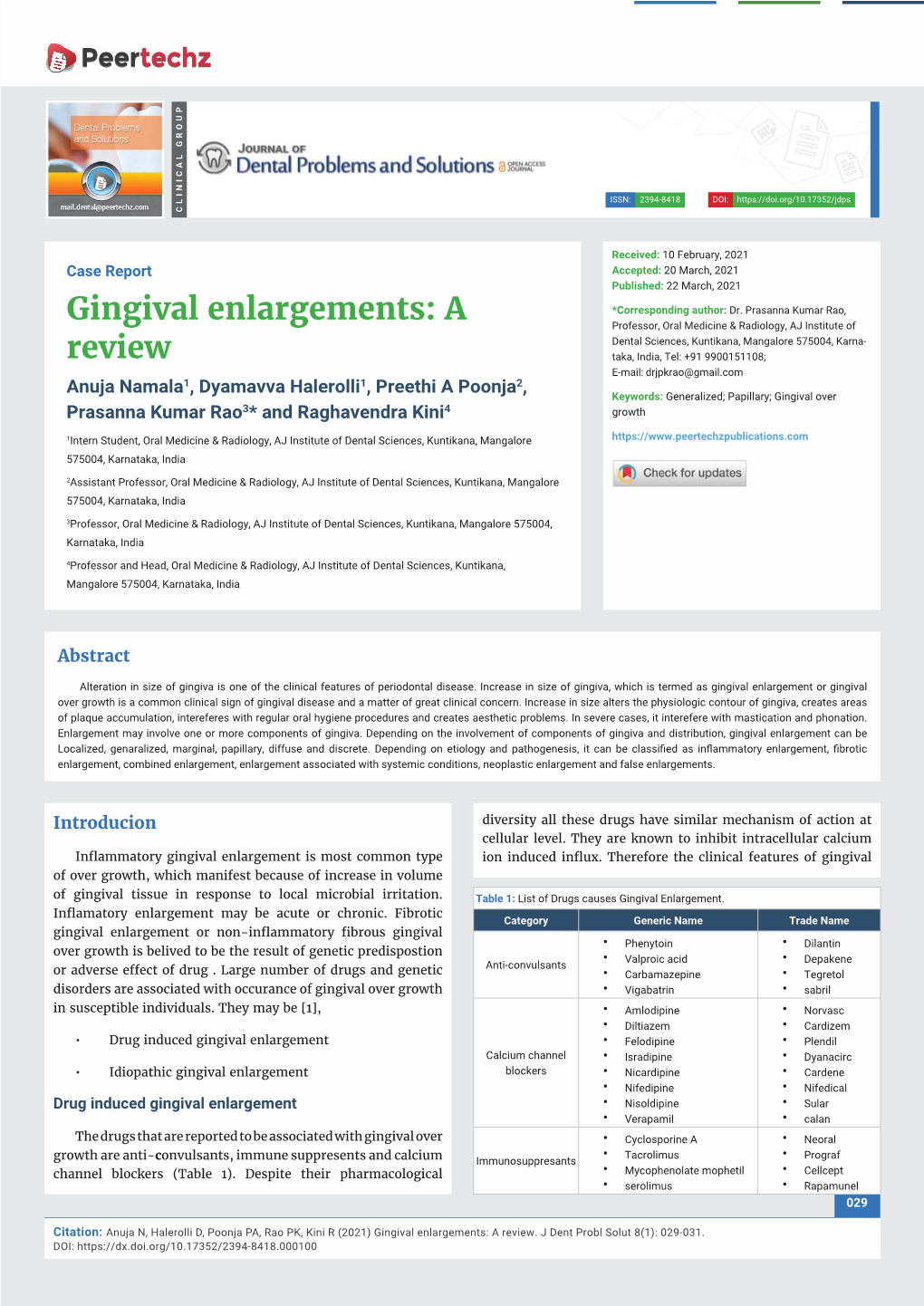 Gingival Enlargements: a Review