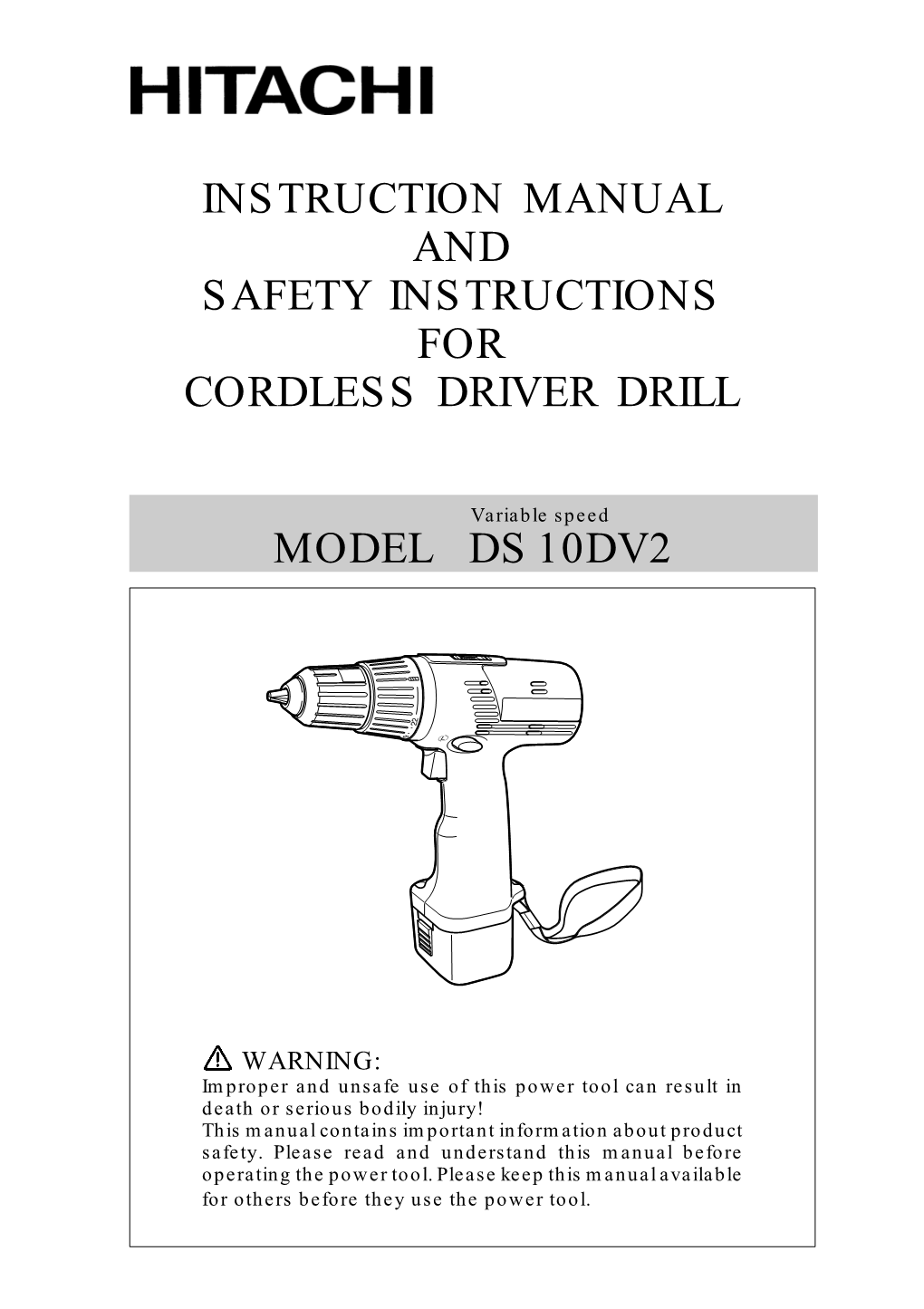 Instruction Manual and Safety Instructions for Cordless Driver Drill
