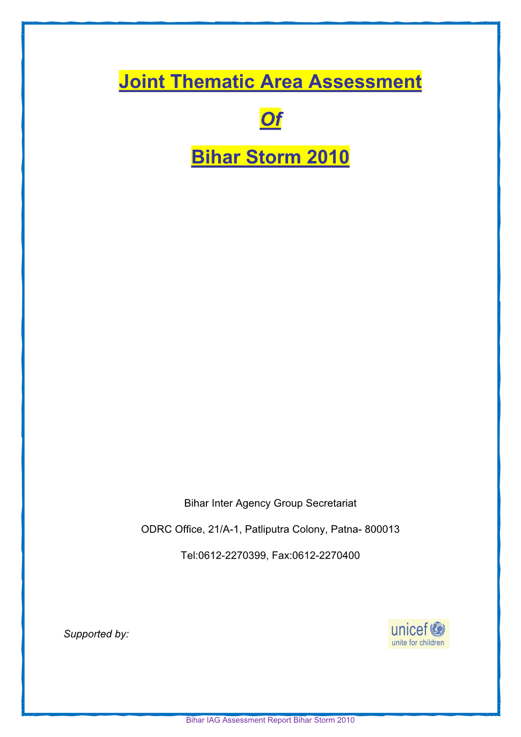 Bihar Storm Assessment Report 2010