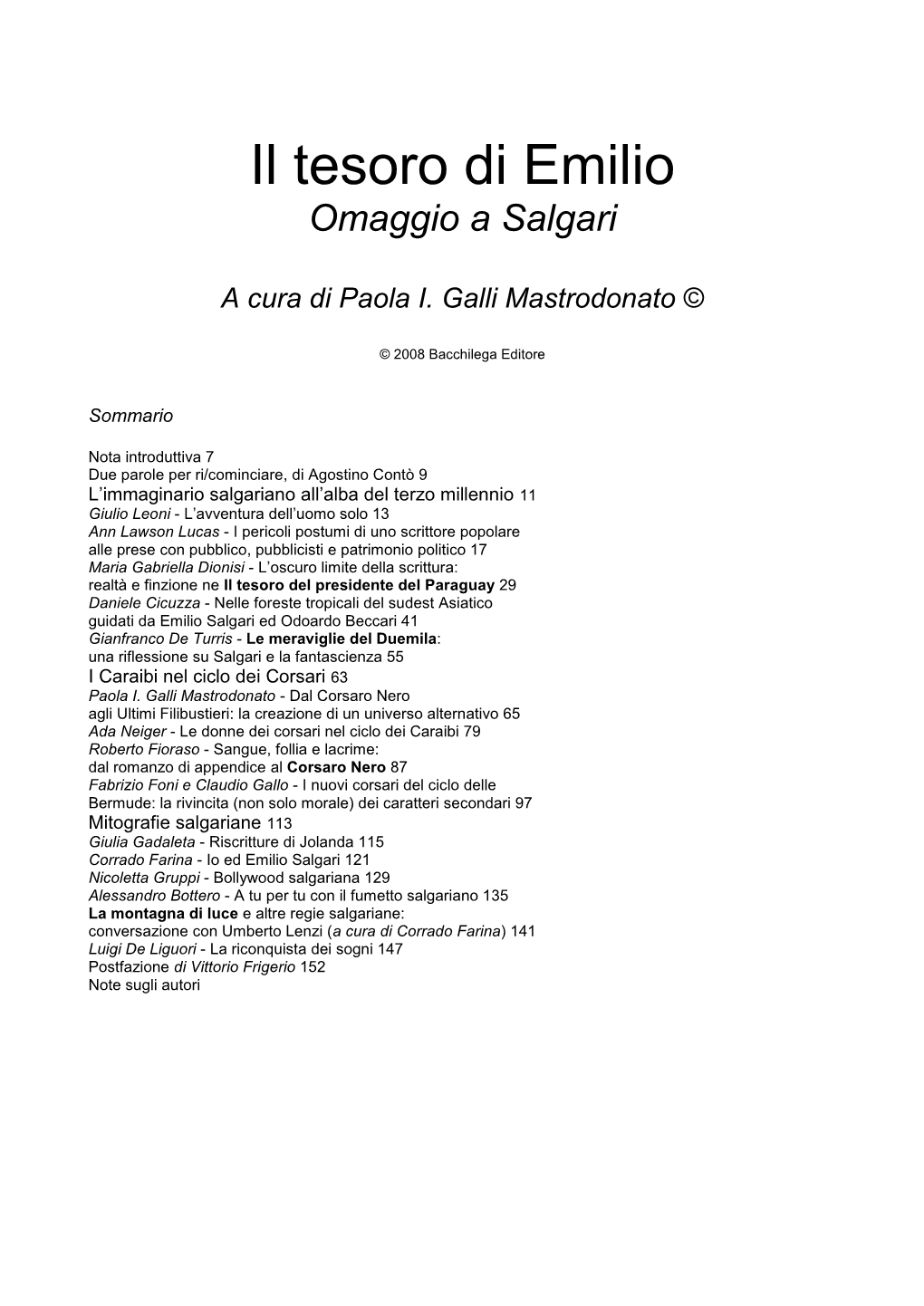 Il Tesoro Di Emilio Omaggio a Salgari