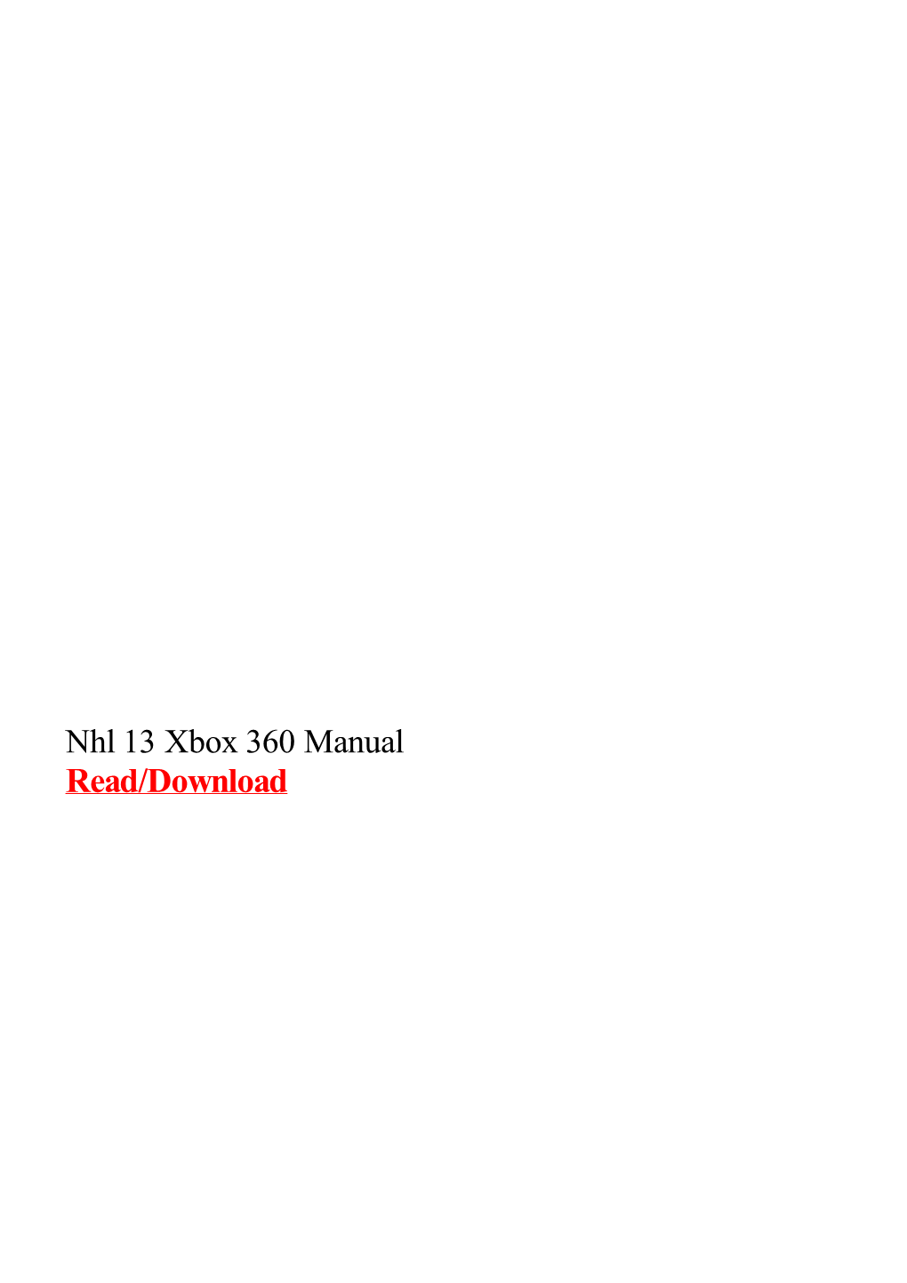 Nhl 13 Xbox 360 Manual.Pdf