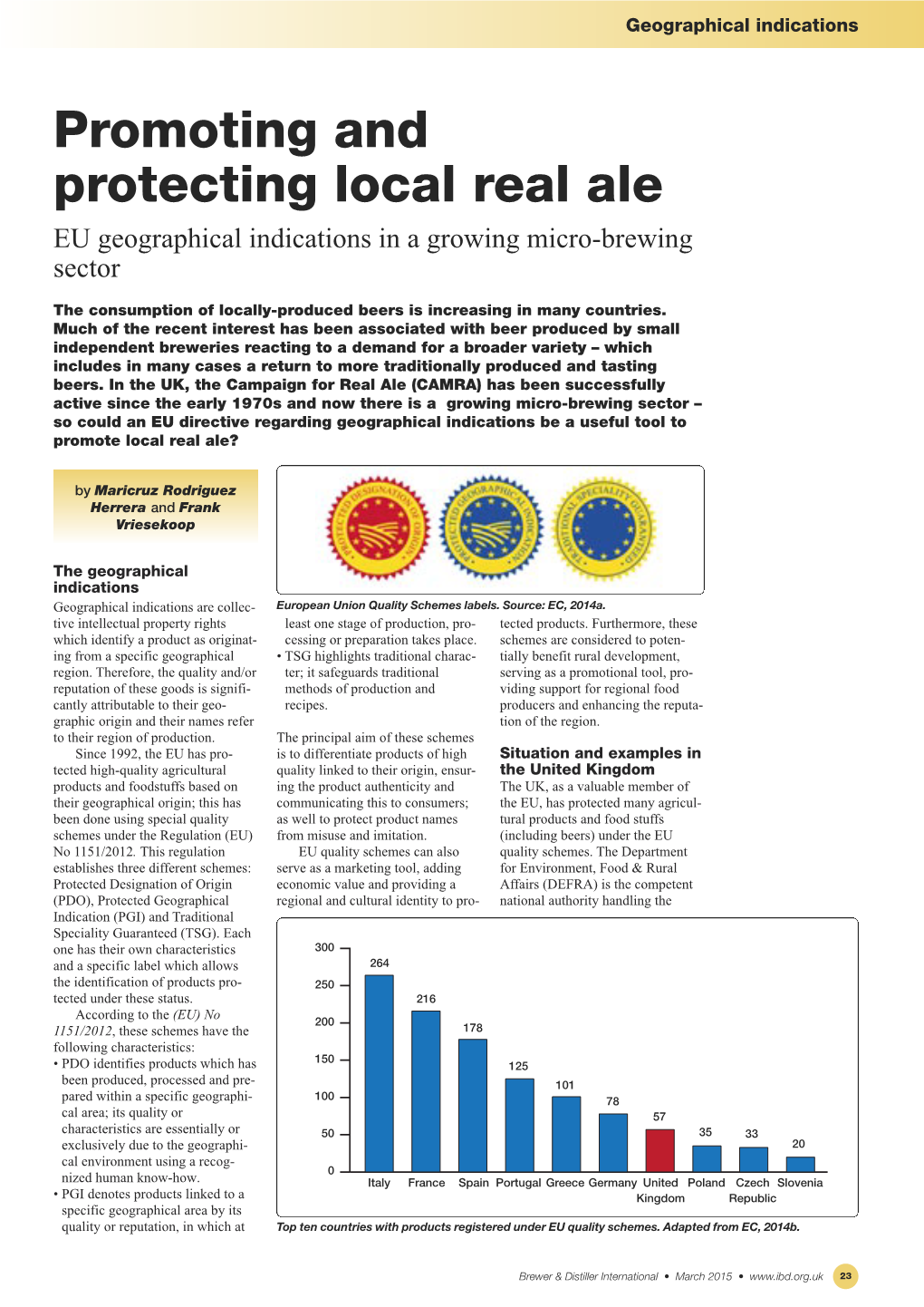 Promoting and Protecting Local Real Ale EU Geographical Indications in a Growing Micro-Brewing Sector