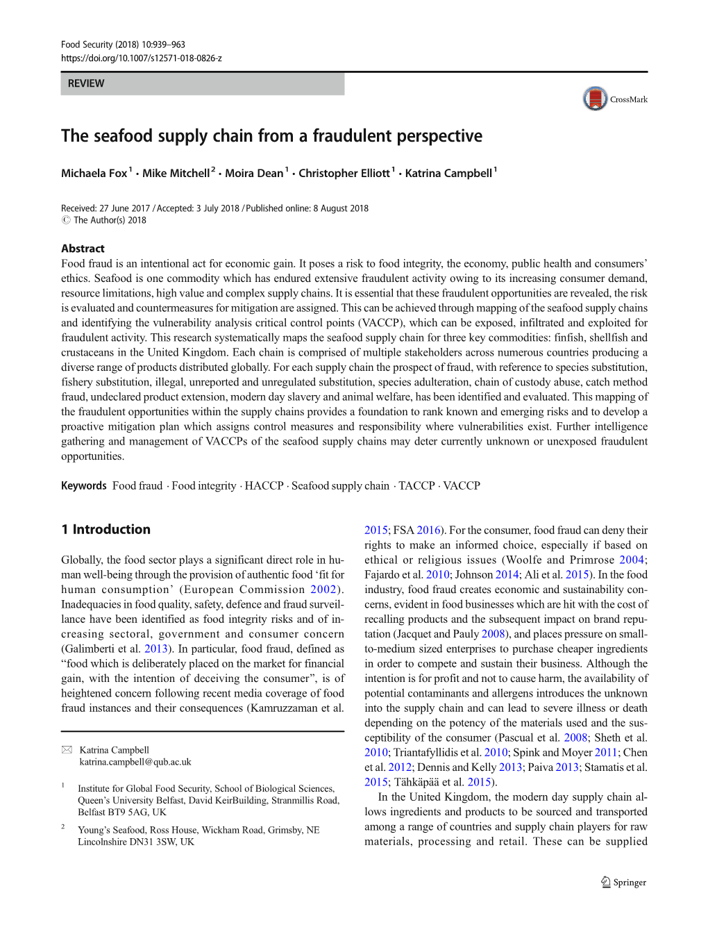 The Seafood Supply Chain from a Fraudulent Perspective