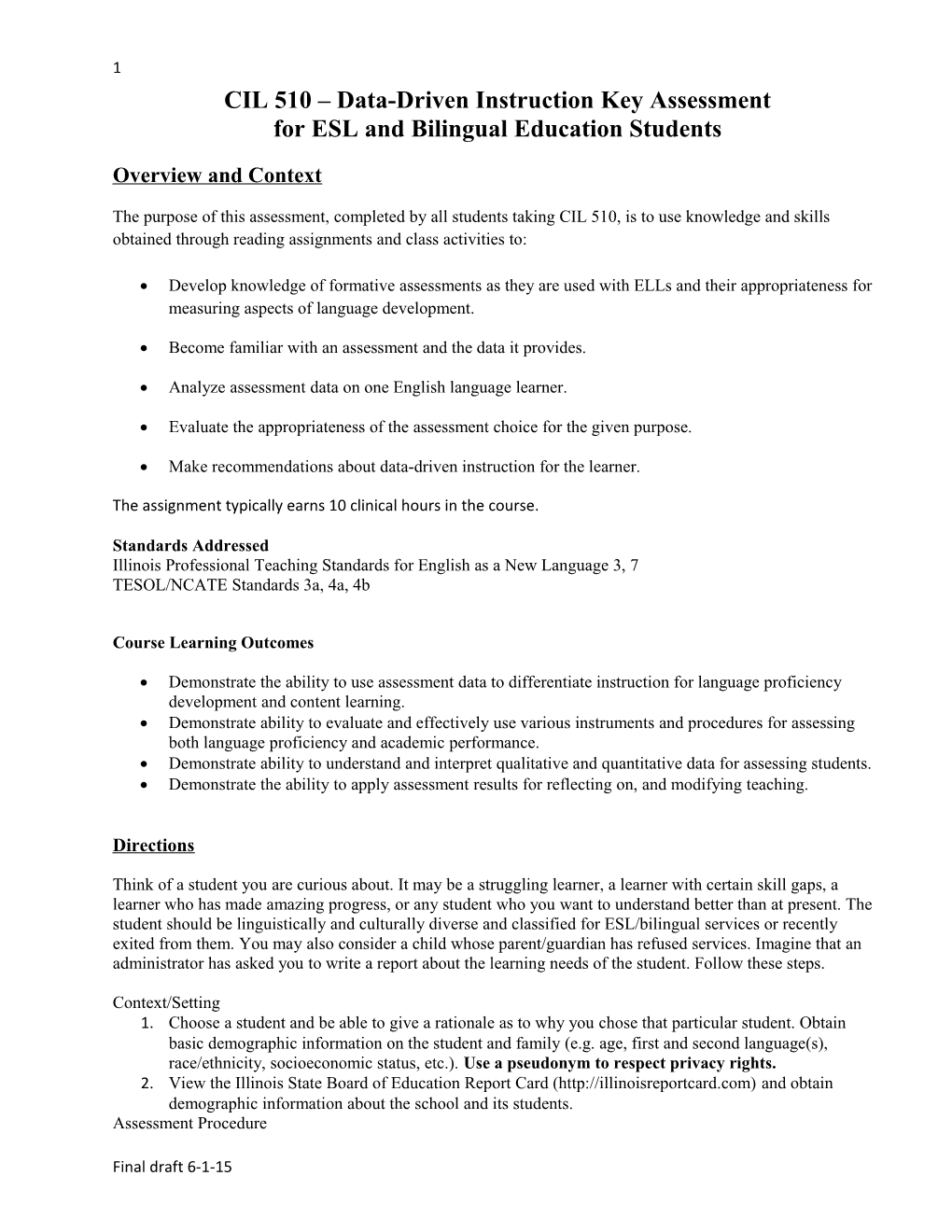 CIL 510 Data-Driven Instruction Key Assessment