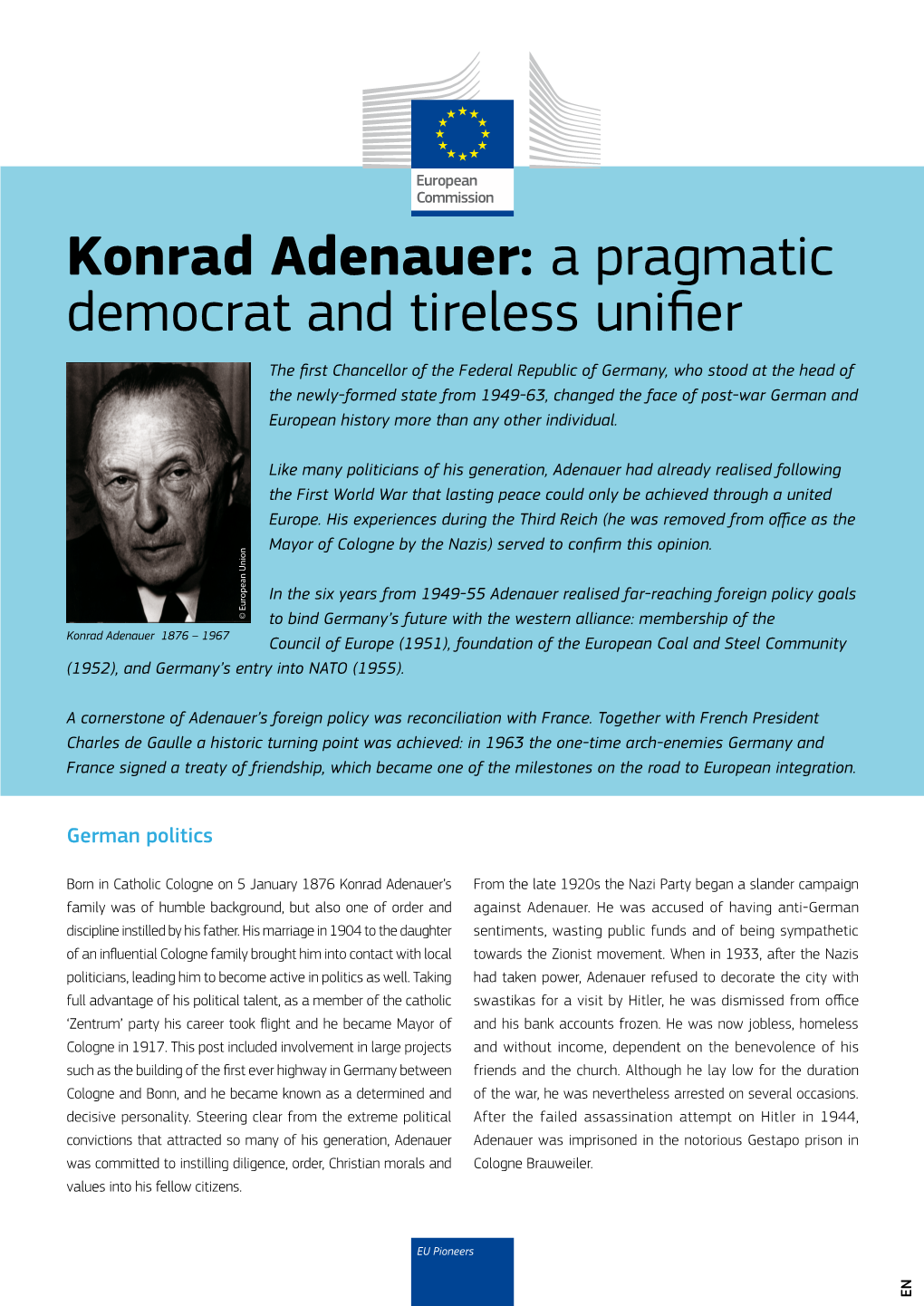 Konrad Adenauer: a Pragmatic Democrat and Tireless Unifier