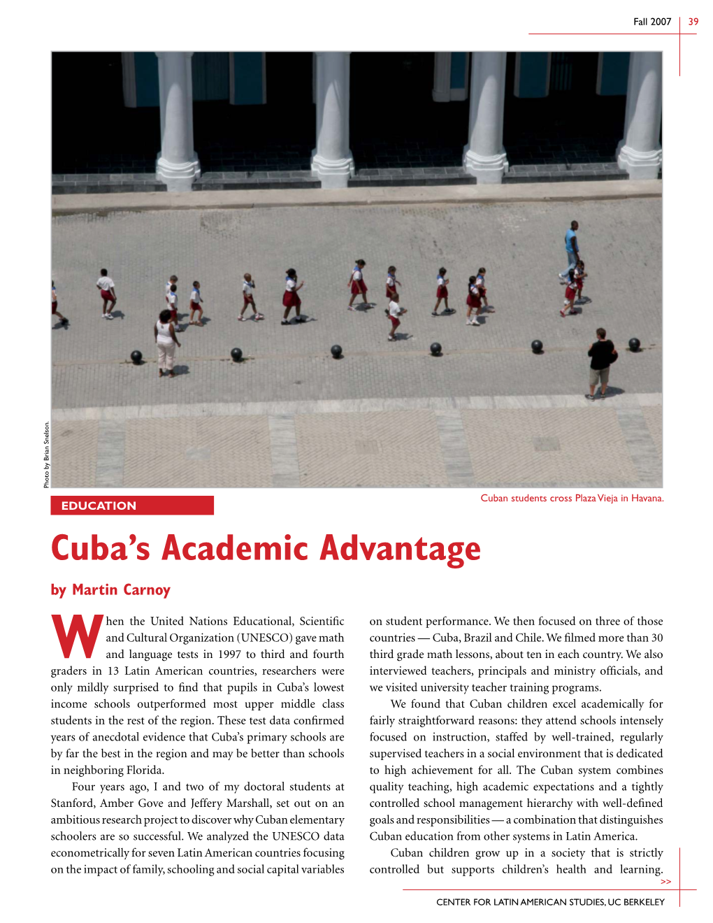 Cuba's Academic Advantage