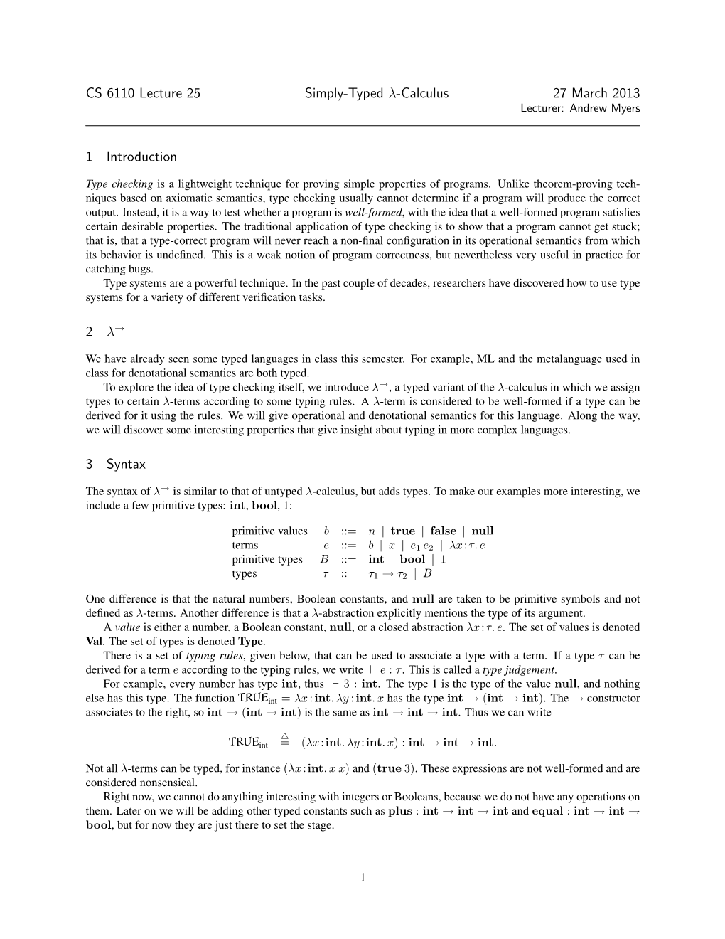 Simply Typed Lambda Calculus