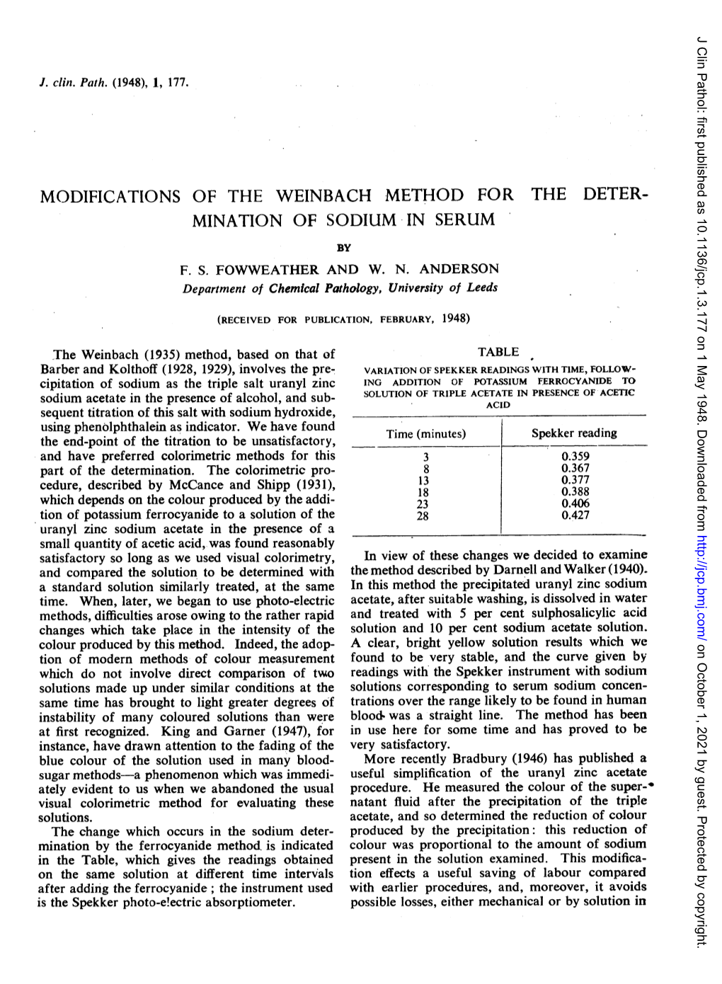 Mination of Sodium in Serum by F