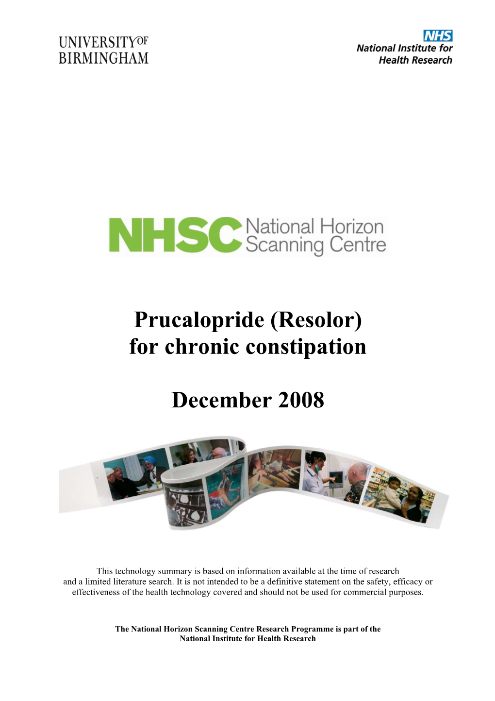 Prucalopride (Resolor) for Chronic Constipation December 2008