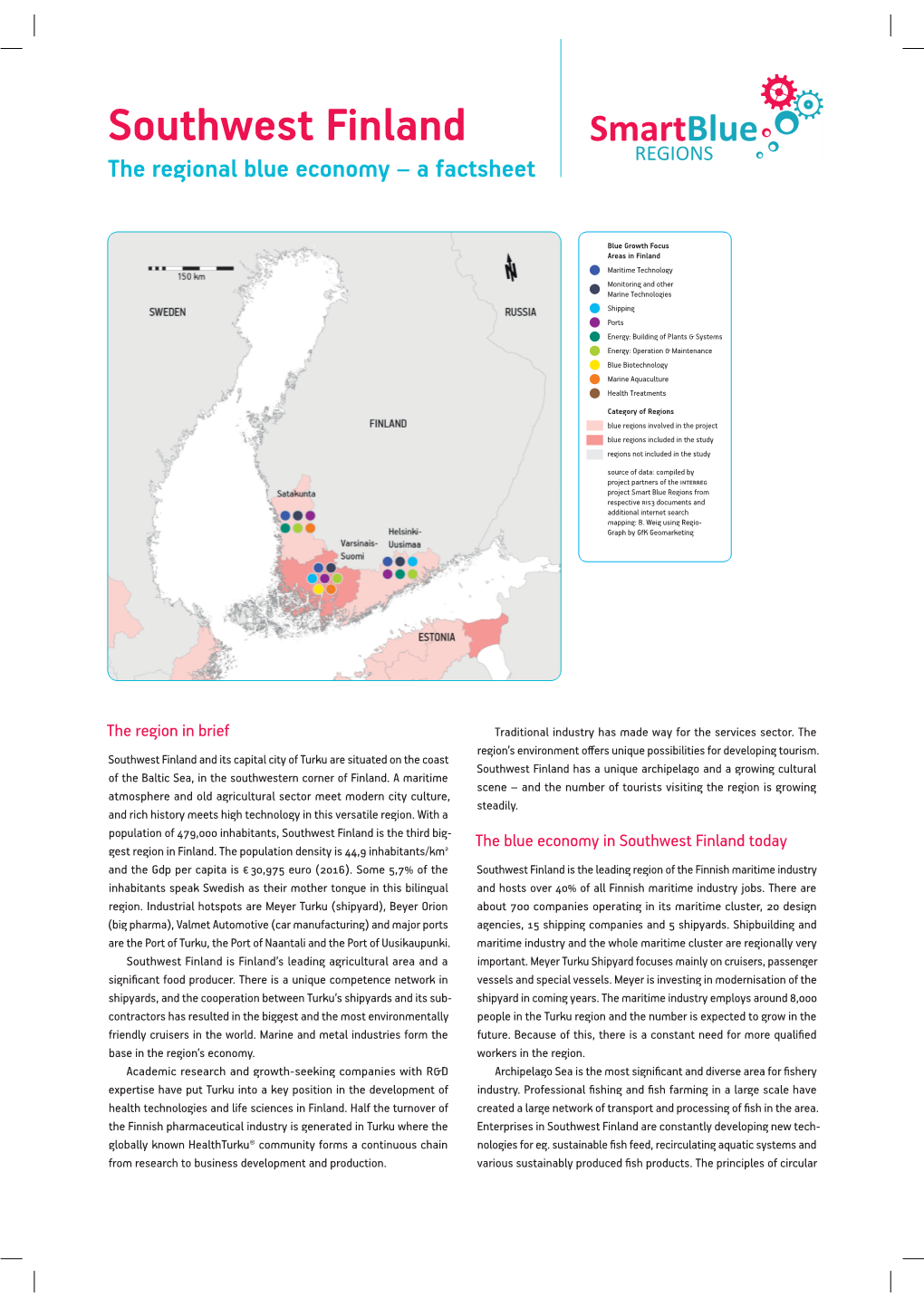 Southwest Finland the Regional Blue Economy – a Factsheet