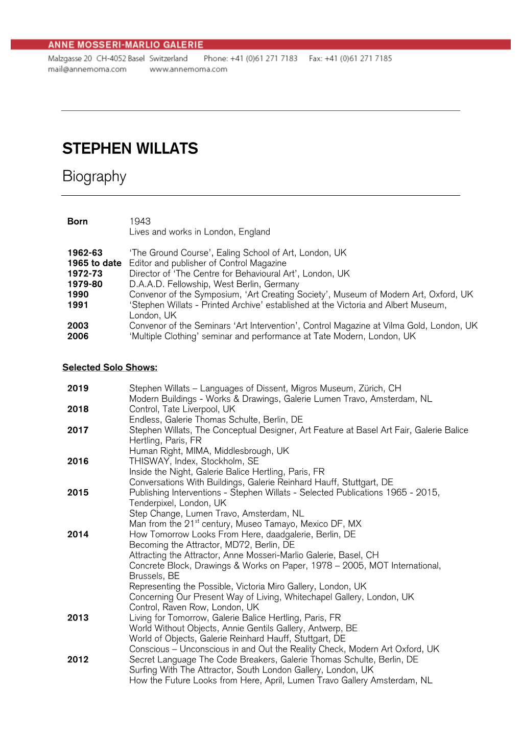 STEPHEN WILLATS Biography