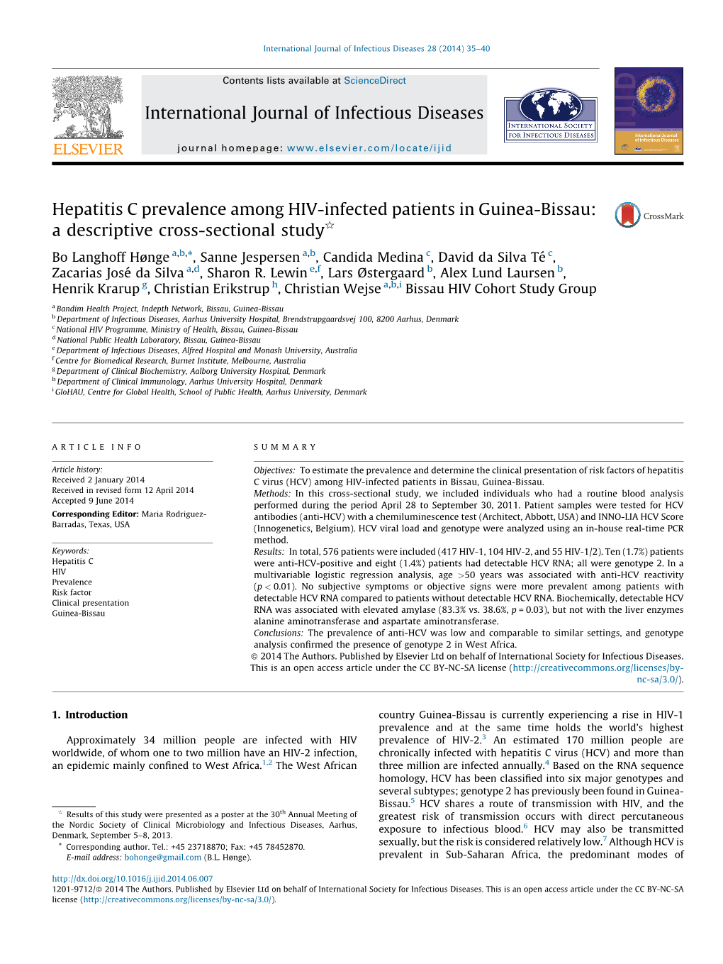 Hepatitis C Prevalence Among HIV-Infected Patients in Guinea-Bissau