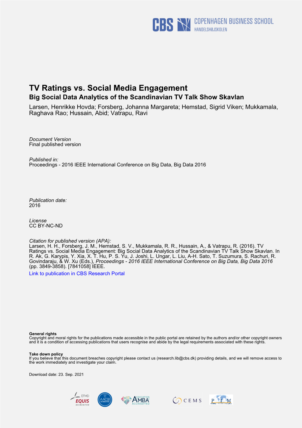 TV Ratings Vs. Social Media Engagement