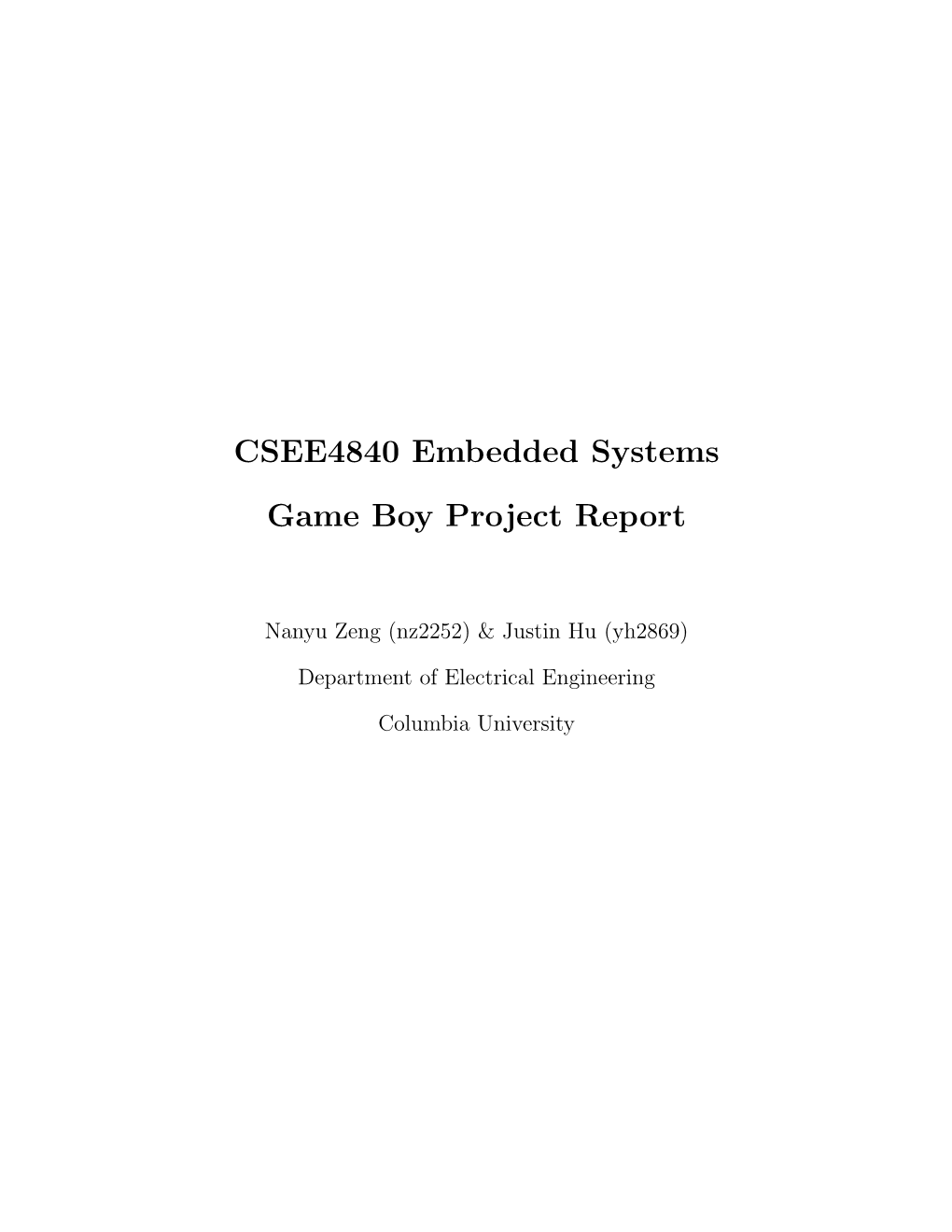 CSEE4840 Embedded Systems Game Boy Project Report