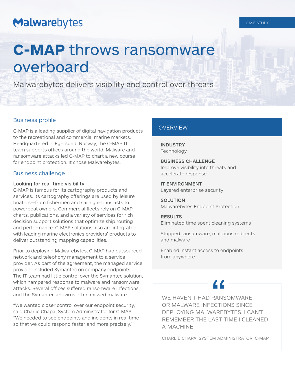 C-MAP Throws Ransomware Overboard Malwarebytes Delivers Visibility and Control Over Threats