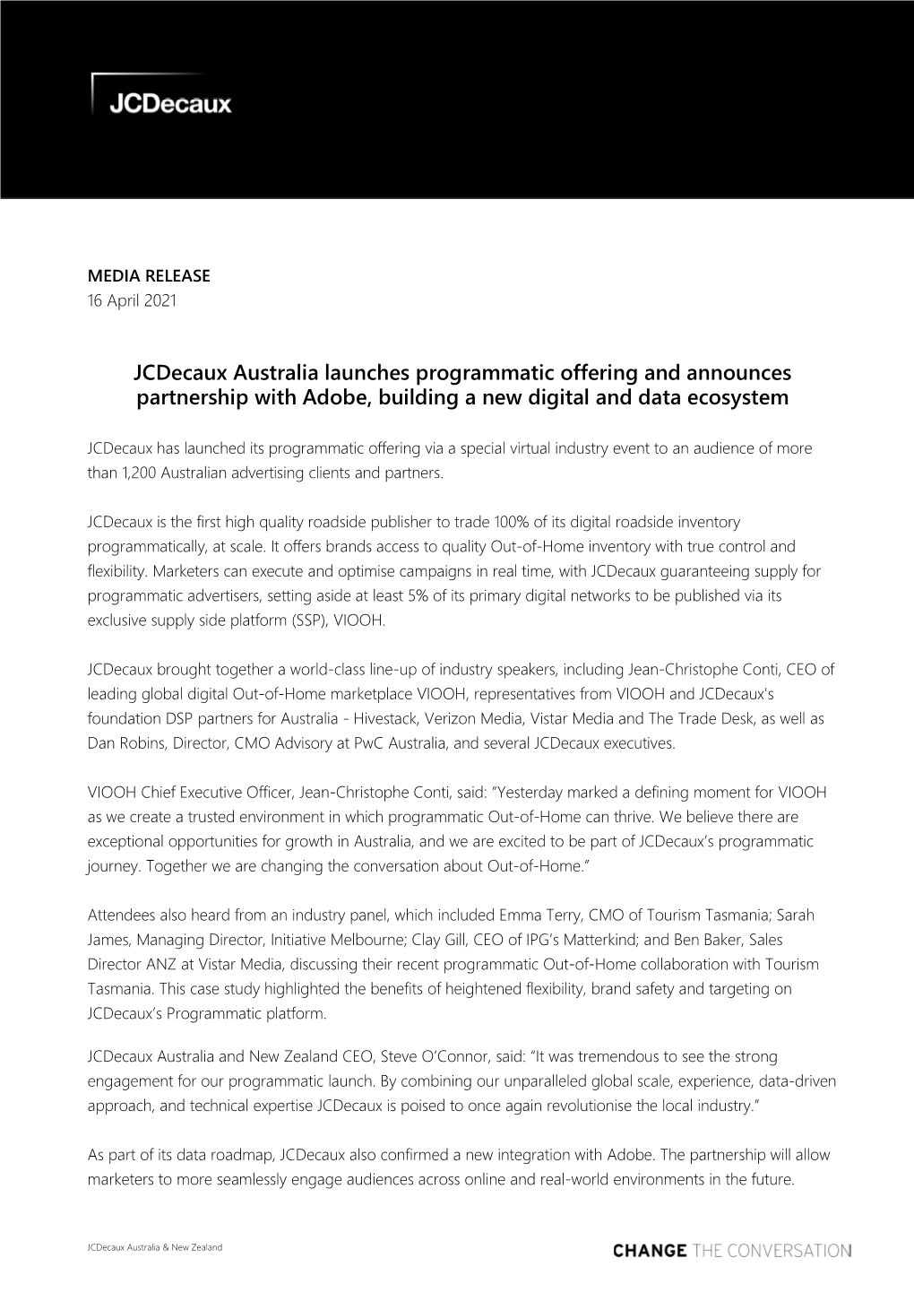 Jcdecaux Australia Launches Programmatic Offering and Announces Partnership with Adobe, Building a New Digital and Data Ecosystem