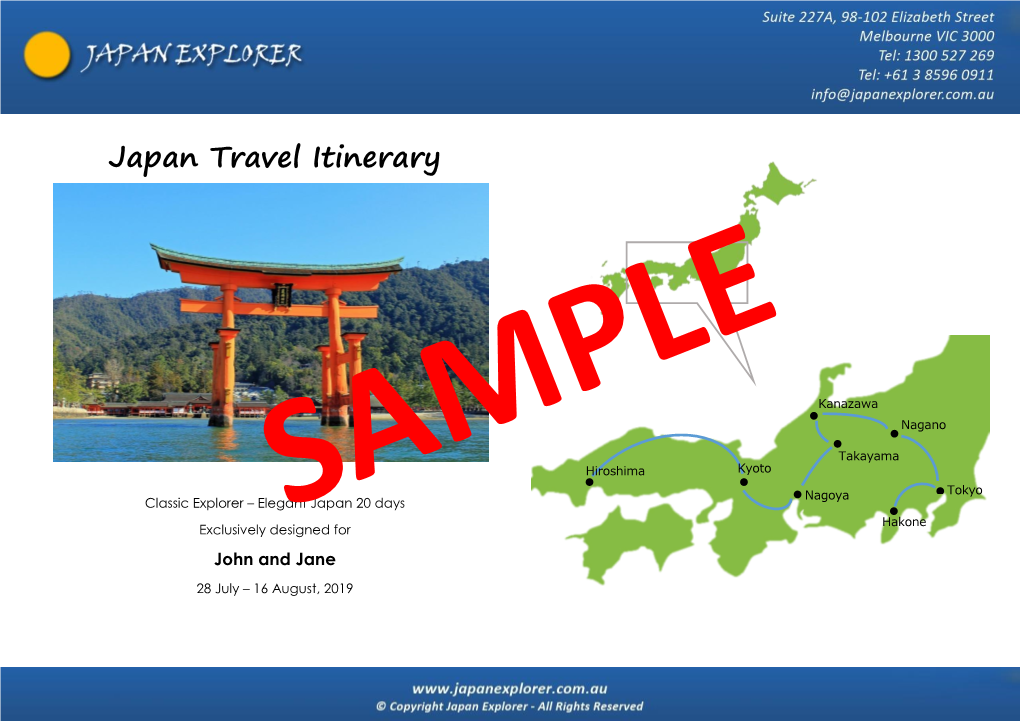 Japan Travel Itinerary