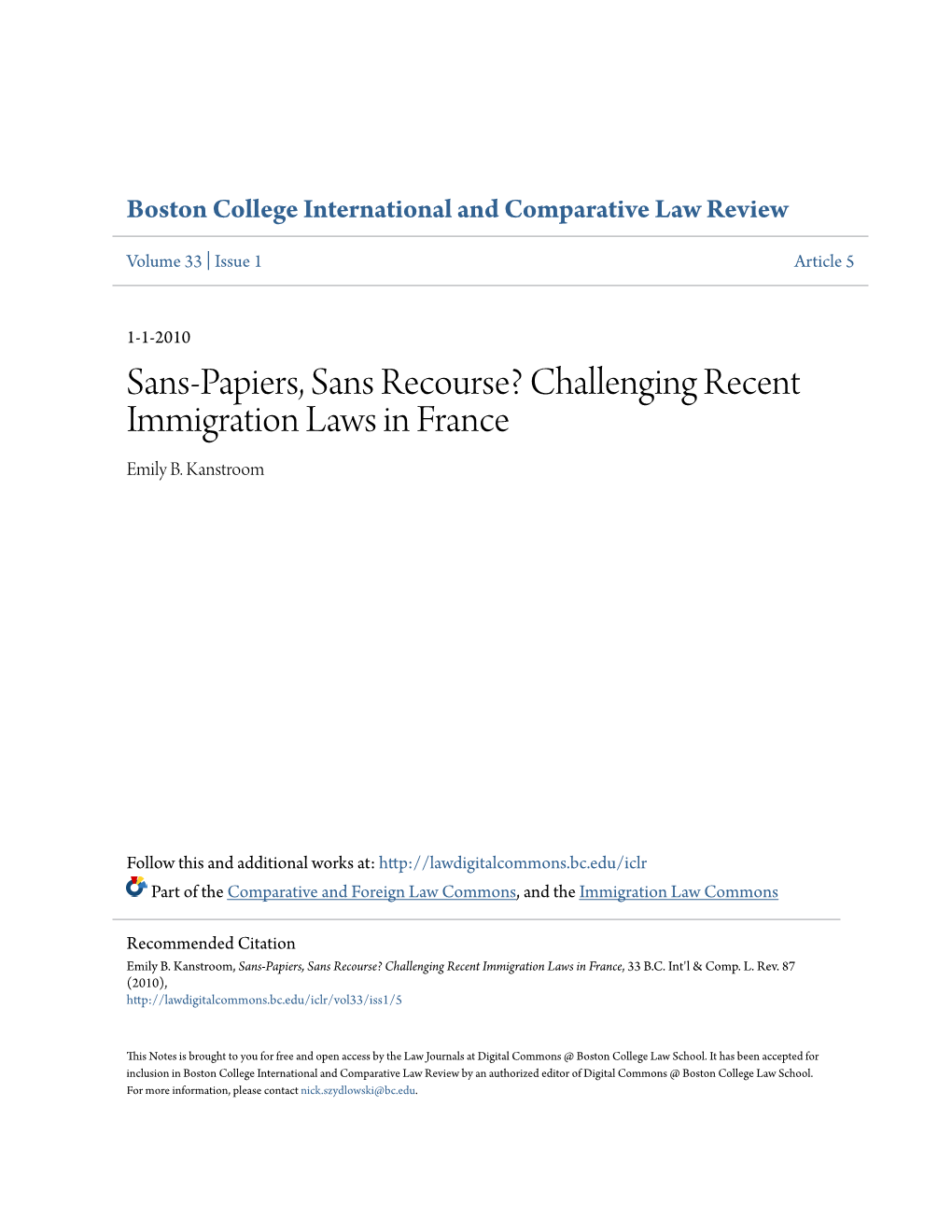 Challenging Recent Immigration Laws in France Emily B