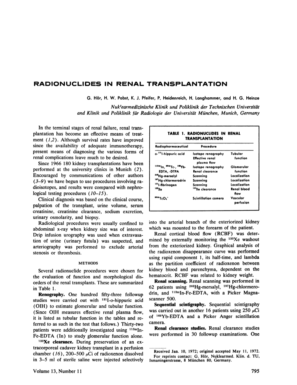 Radionuclides in Renal Transplantation