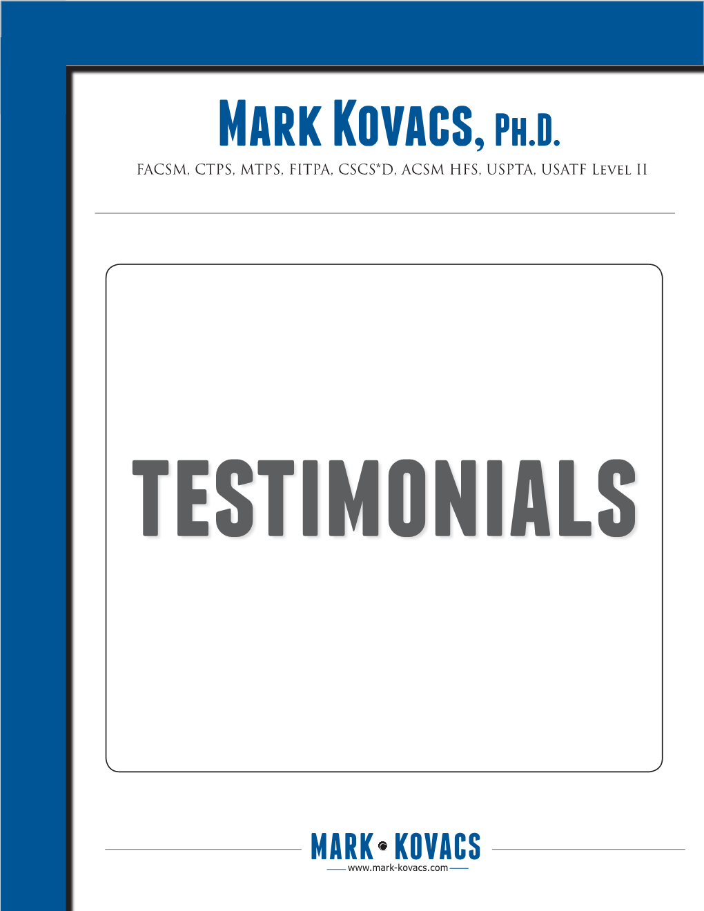 Mark Kovacs Testimonials