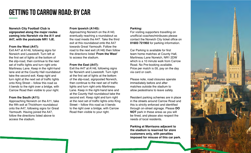 Getting to Carrow Road: by Car