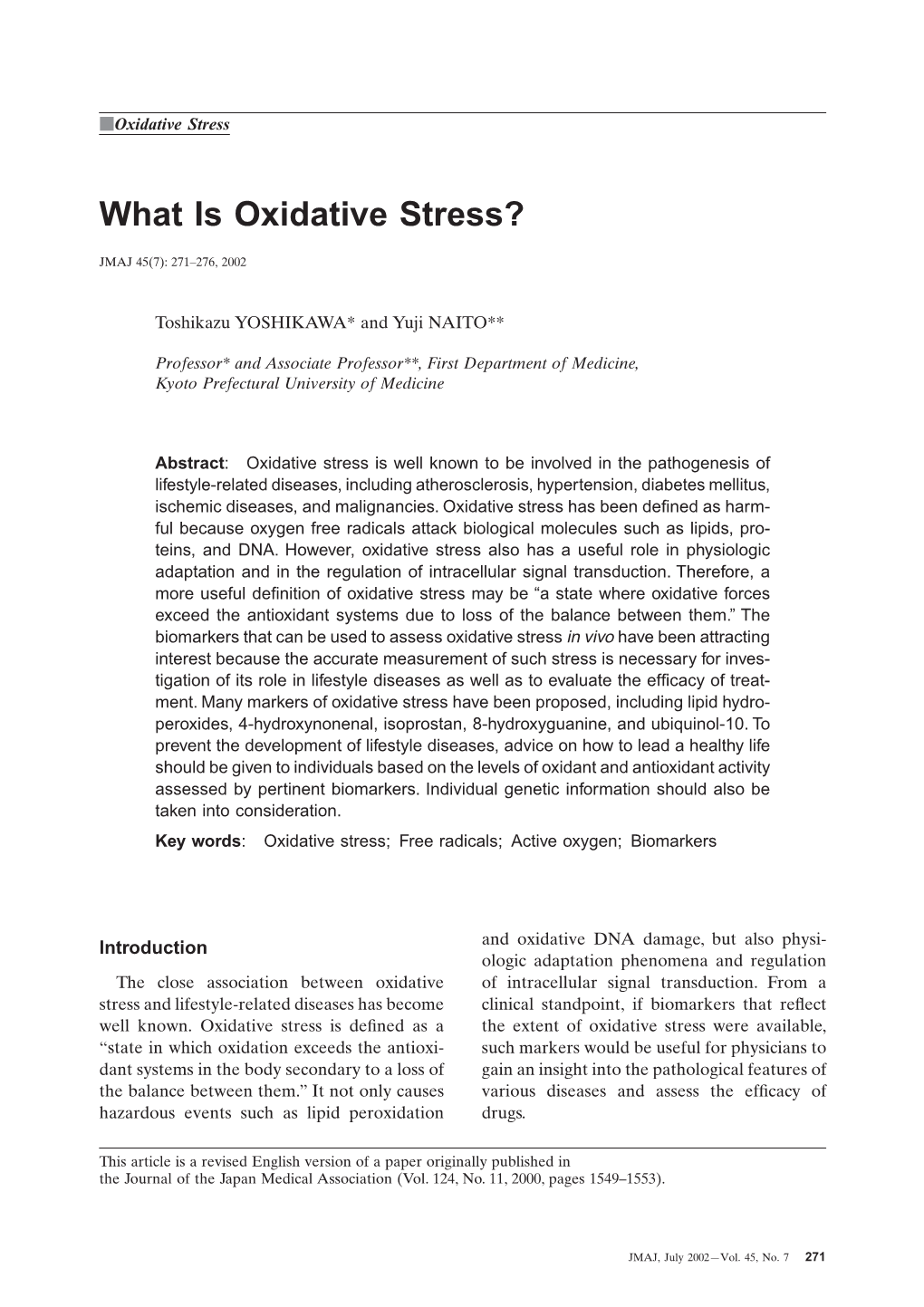 What Is Oxidative Stress?