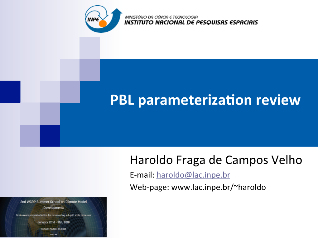 PBL Parameteriza-On Review