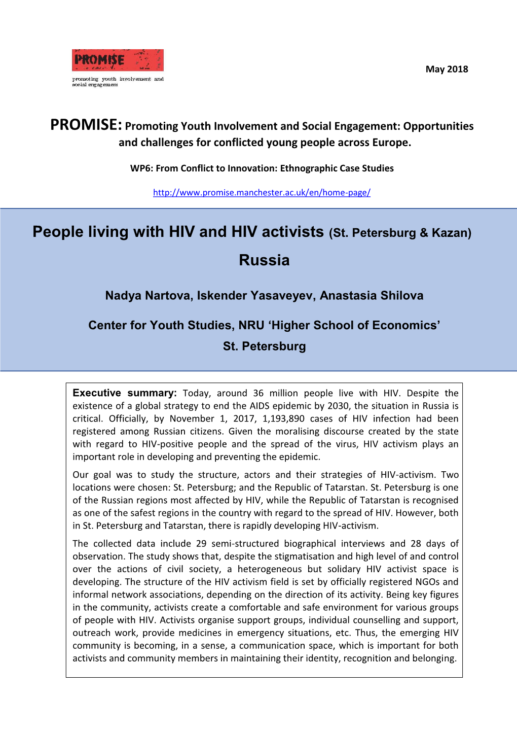 People Living with HIV and HIV Activists (St. Petersburg & Kazan)