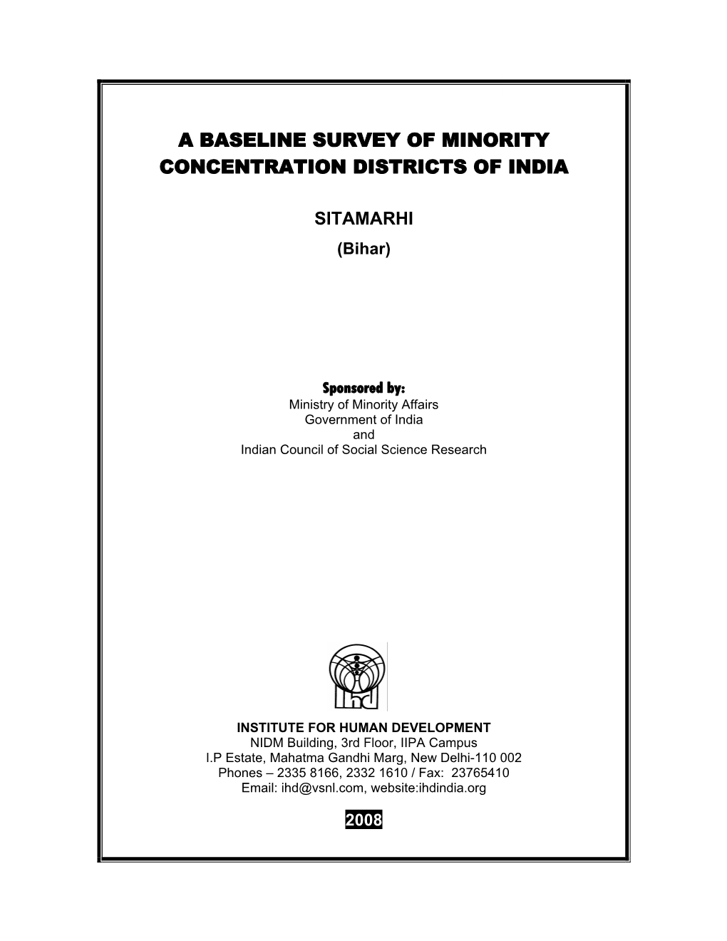 A Baseline Survey of Minority Concentration Districts of India