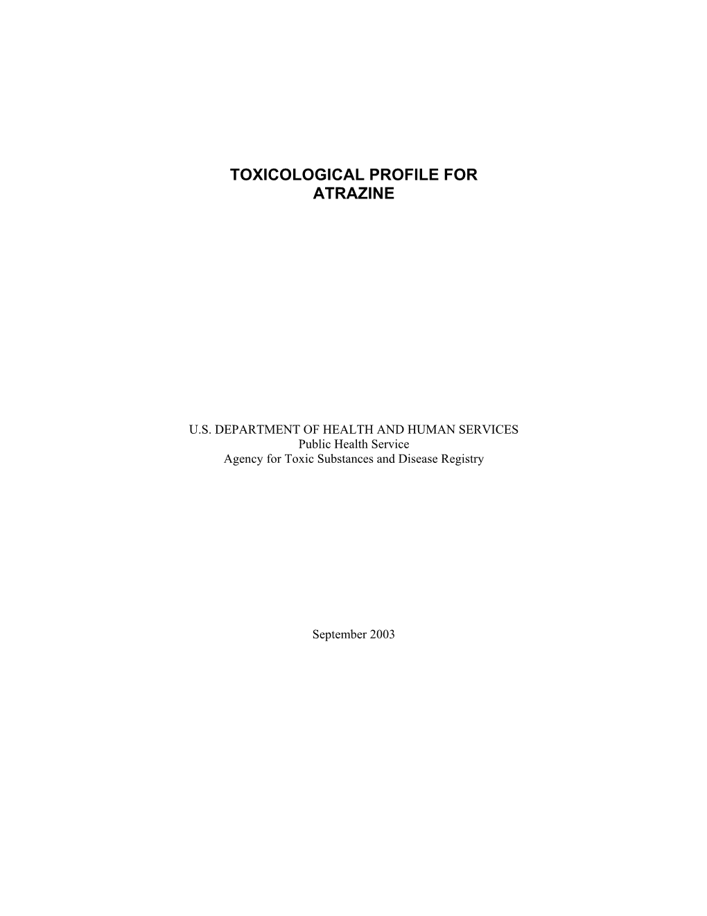 Toxicological Profile for Atrazine