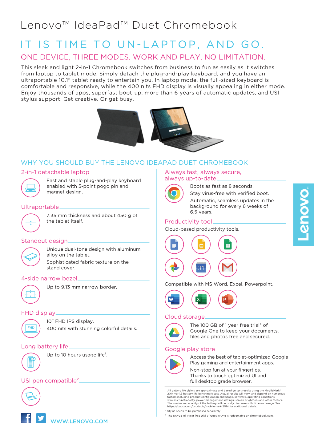 Lenovo Ideapad Duet Chromebook Datasheet