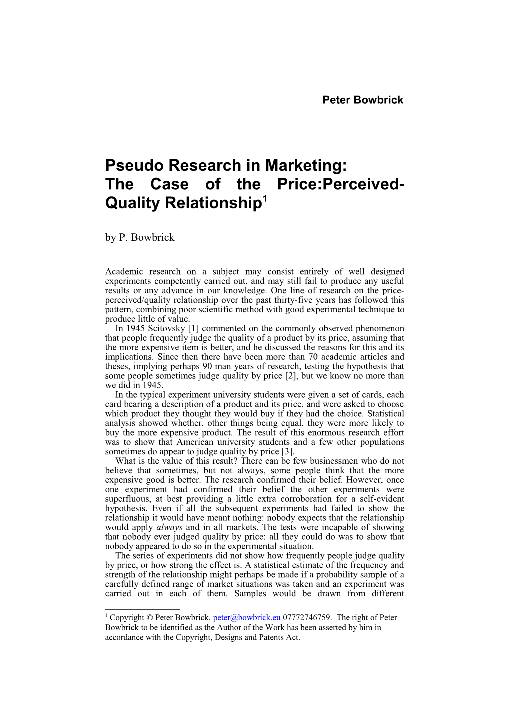 Pseudo Research in Marketing